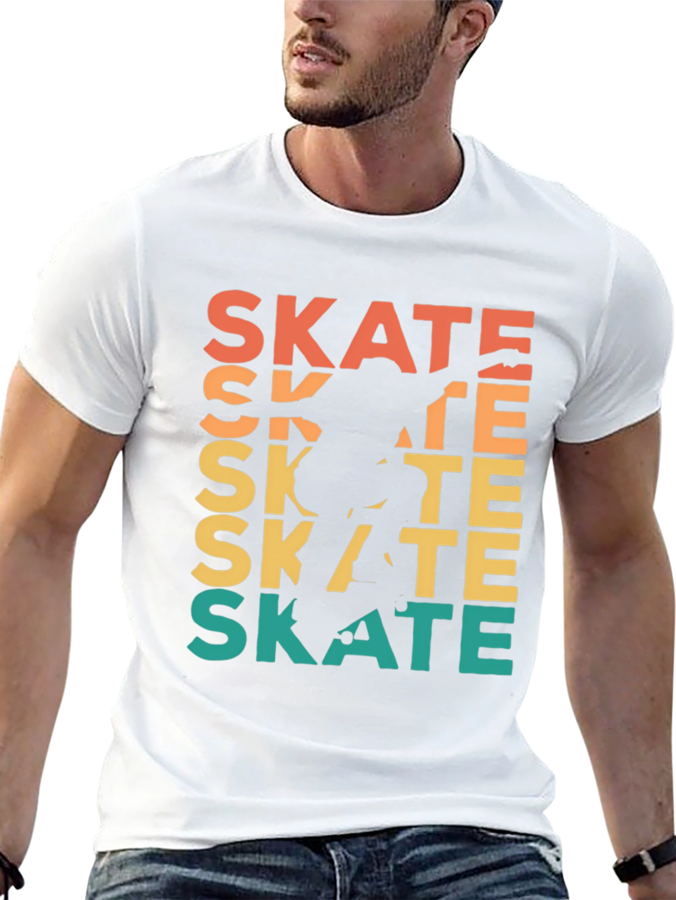 Black Retro Skate T-Shirt - Cool Skater Design view 13