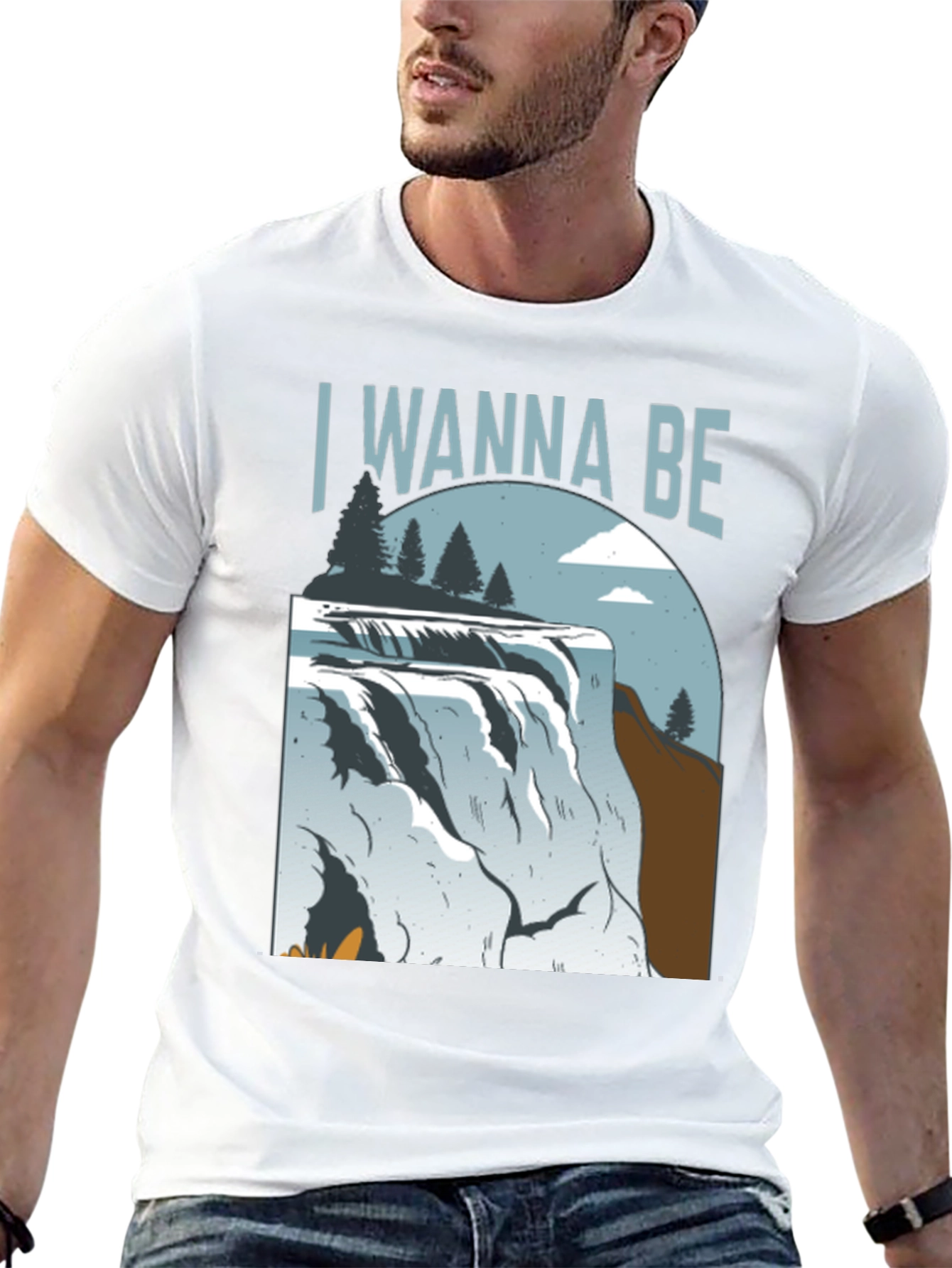 Black Wanna Be Waterfall Graphic Tee - Nature Lover's Shirt view 13