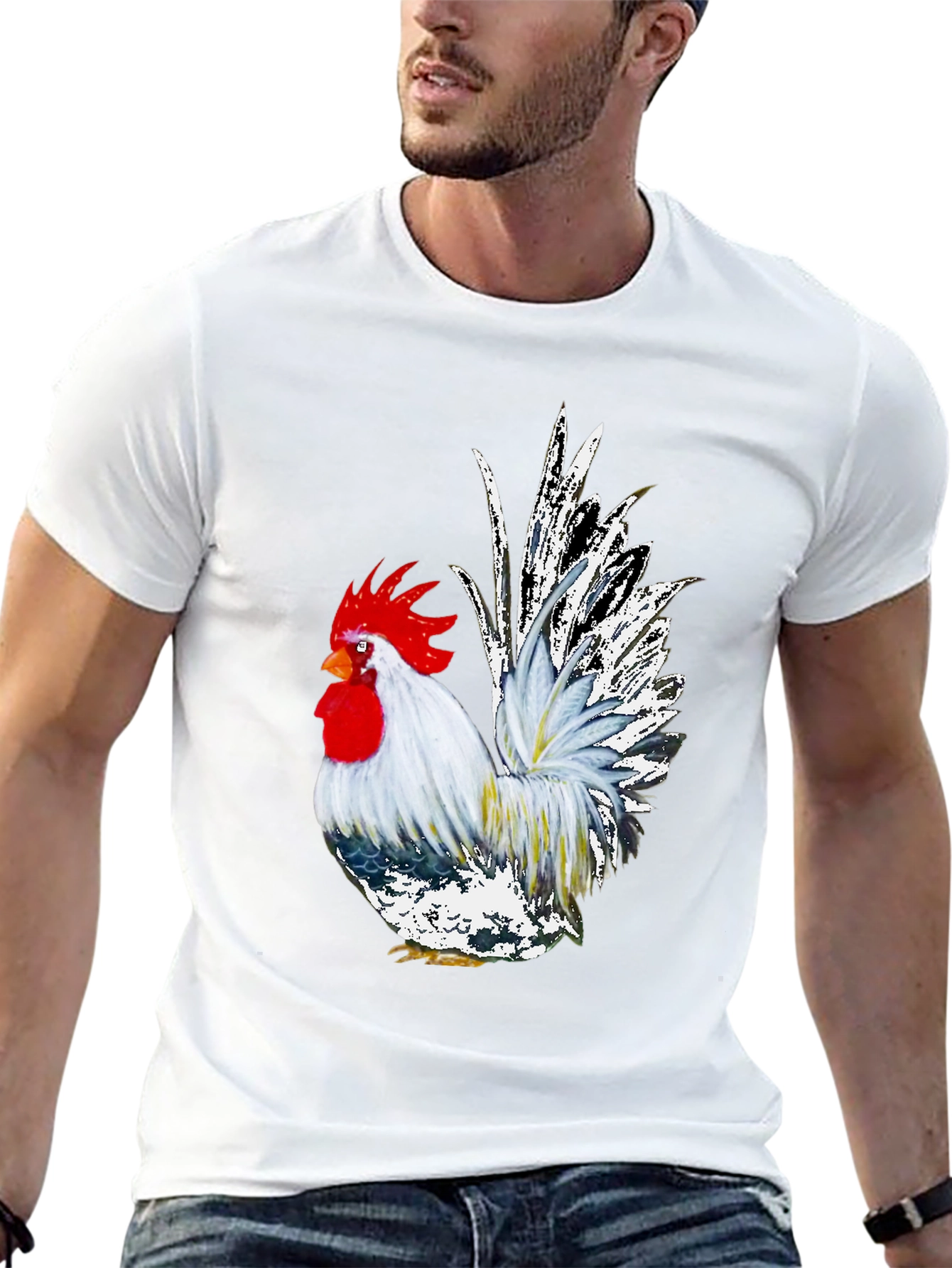 Rooster Graphic Tee - Cool Farm Animal T-Shirt - 13