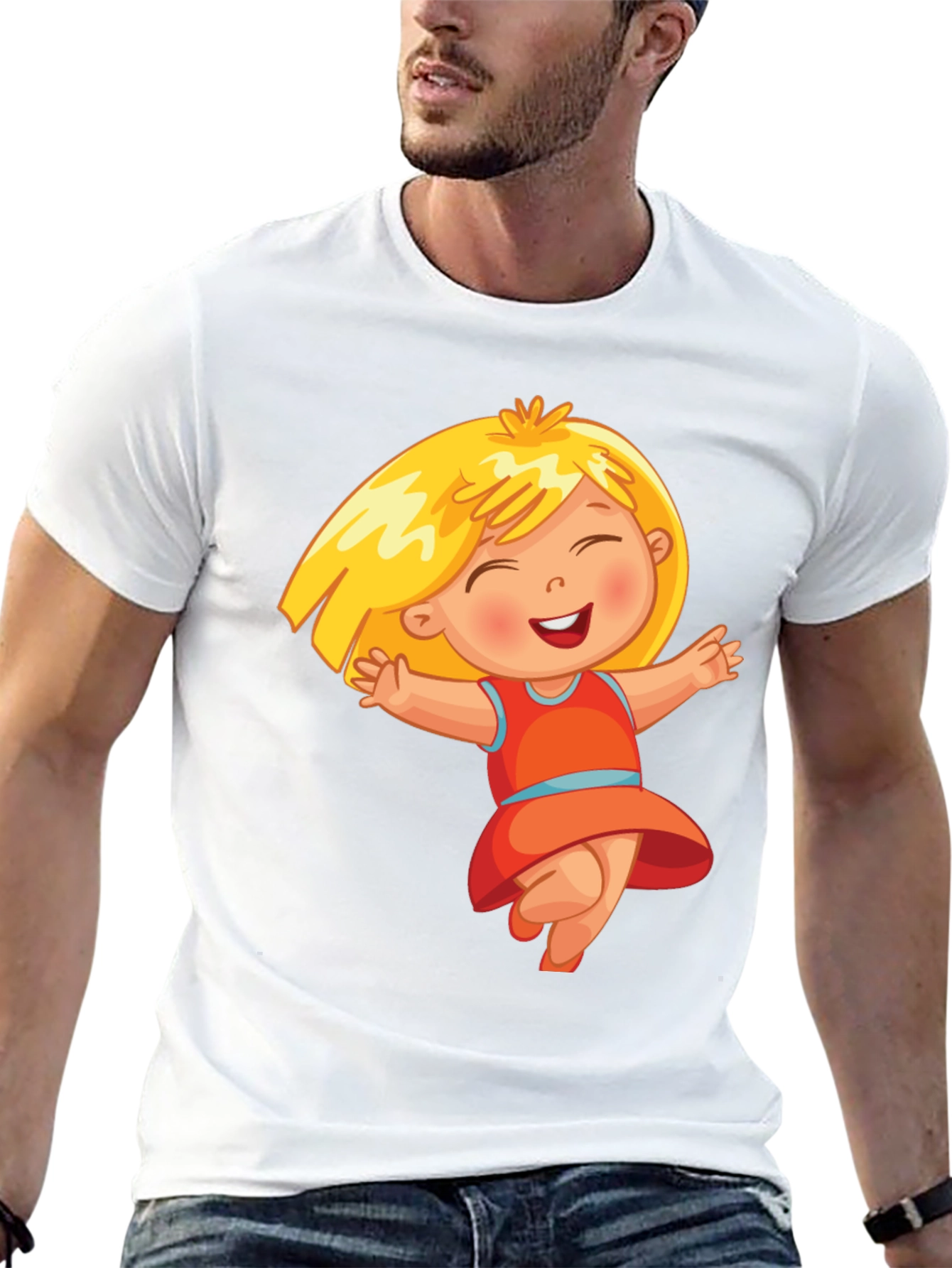 Black Cute Cartoon Girl Black T-Shirt view 13