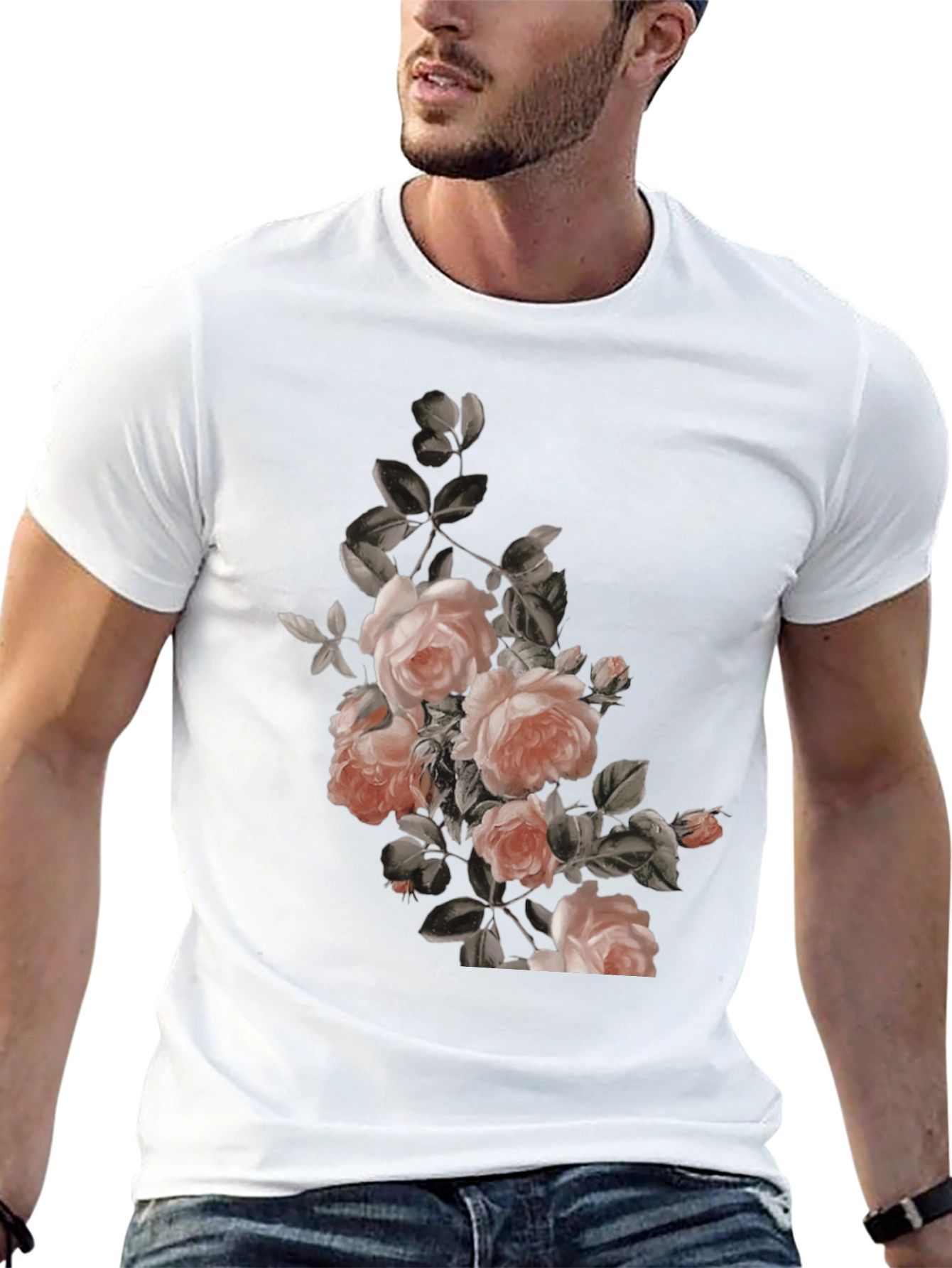 Black Floral Graphic Print Black T-Shirt view 13