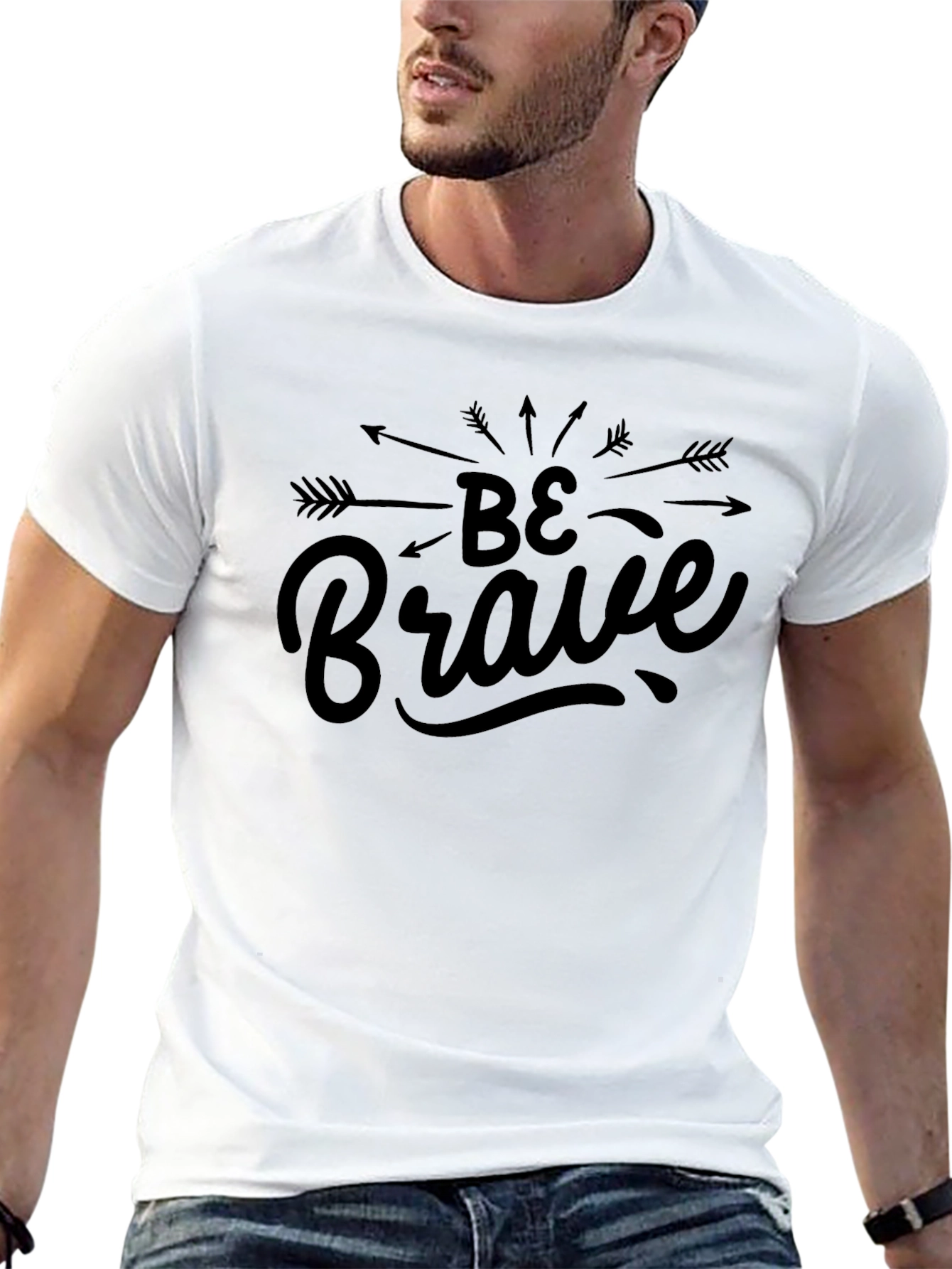 Black Be Brave Arrow Graphic Tee - Men's Black T-Shirt view 13