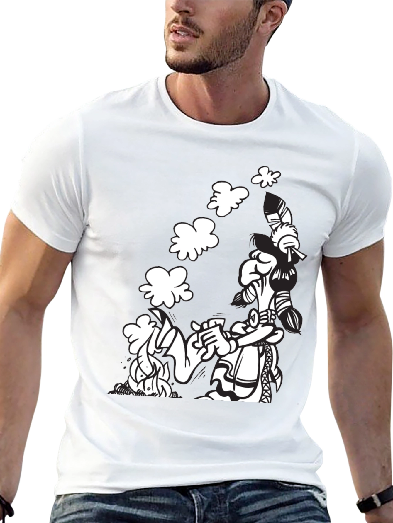 Black Black T-Shirt with Cartoon Graphic view 13
