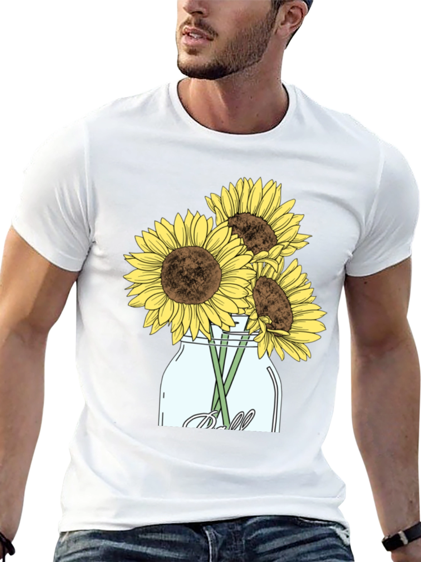 Black Sunflower Mason Jar Graphic Tee - Black view 13
