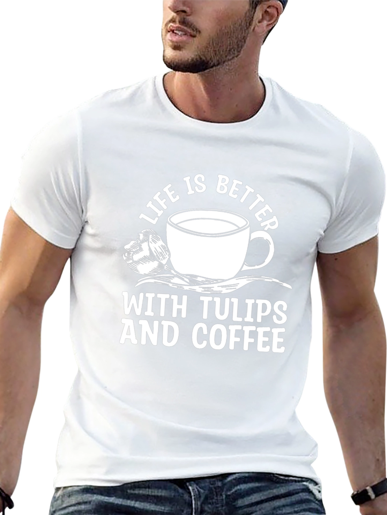 Black Life is Better With Tulips and Coffee Graphic T-Shirt view 13