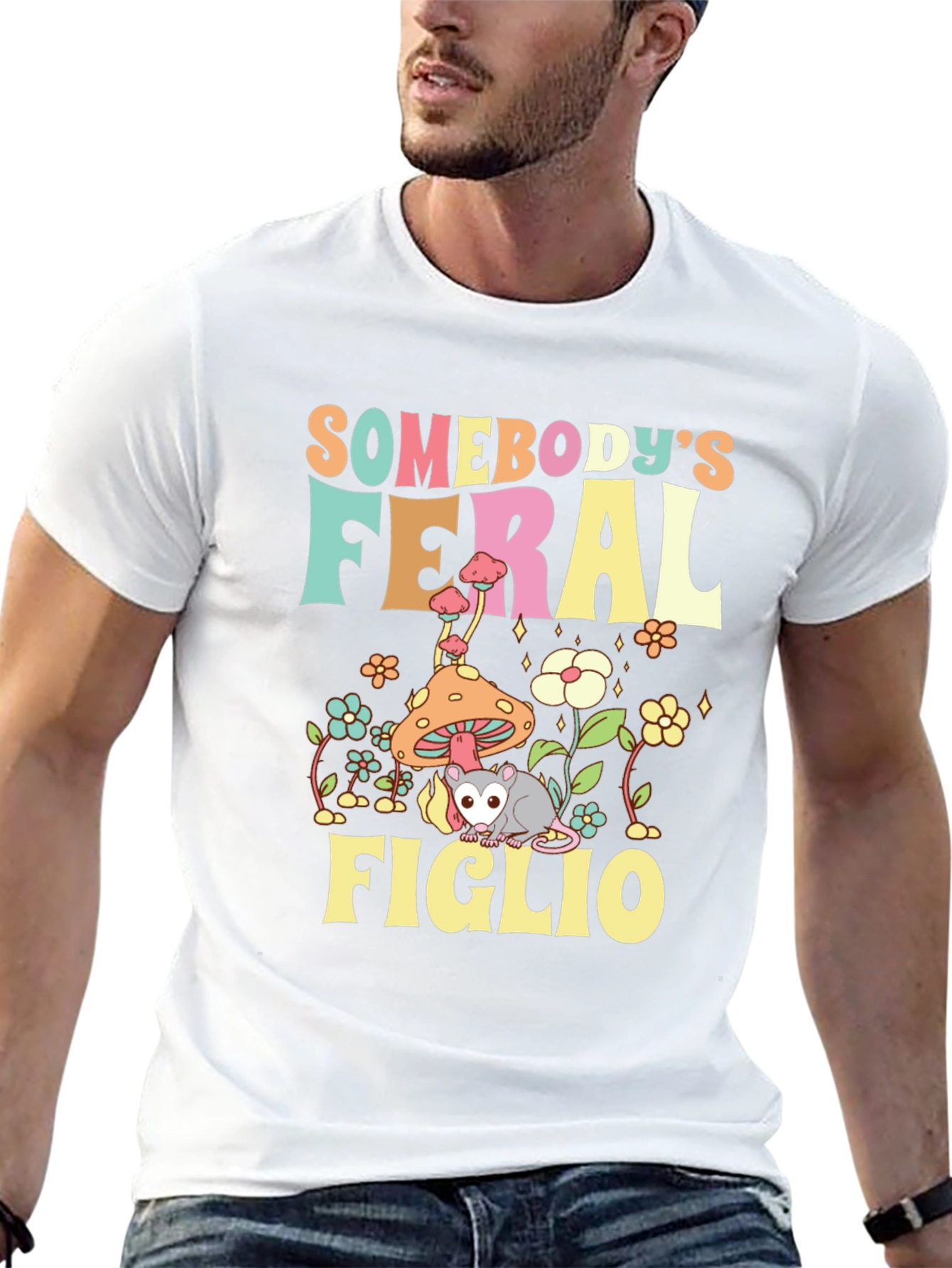 Black Feral Figlio T-Shirt - Cute Possum Design view 13