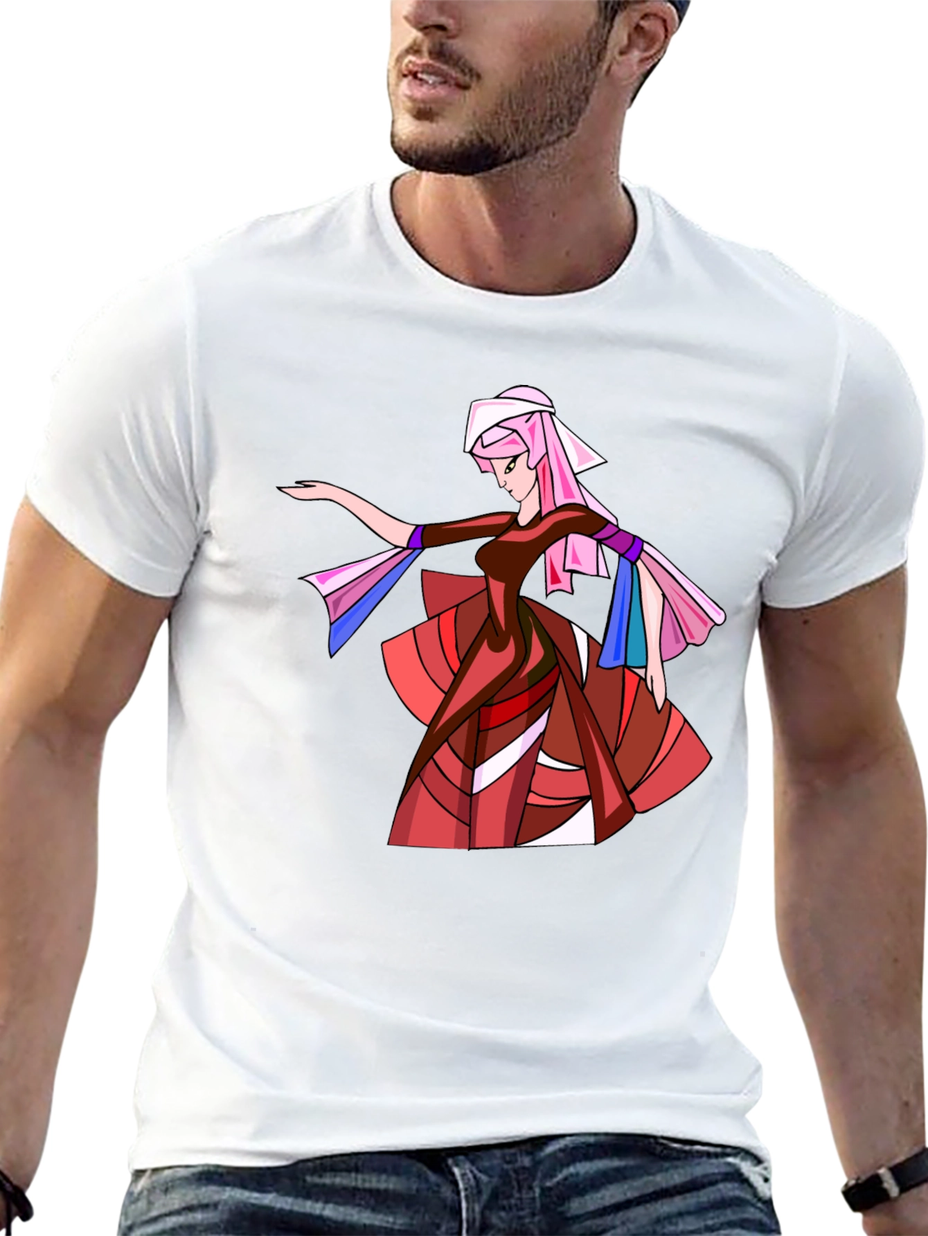 Black Geometric Woman Graphic Black T-Shirt view 13