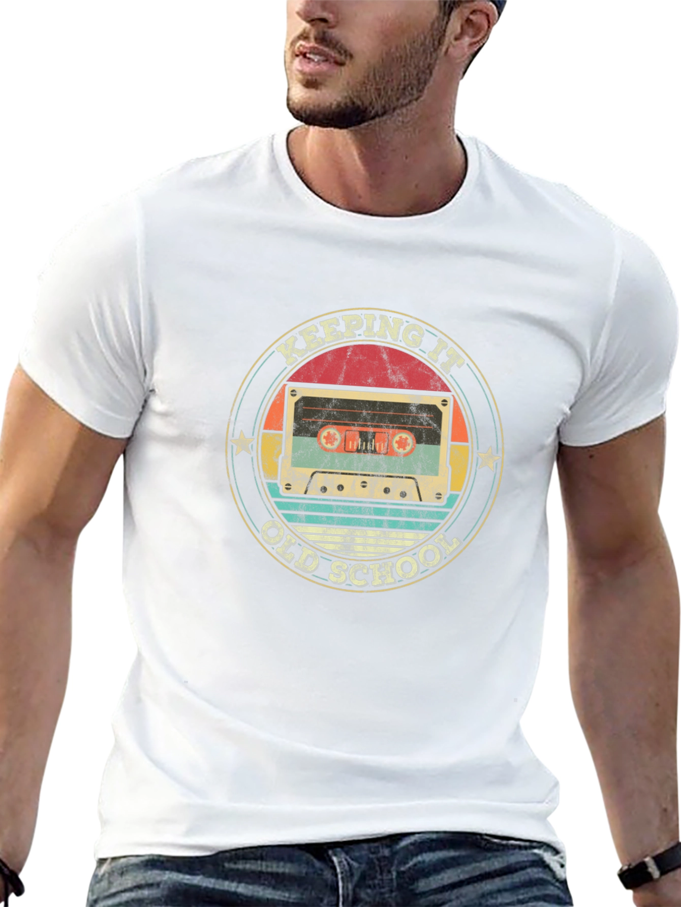 Black Keeping it Old School Retro Cassette T-Shirt view 13