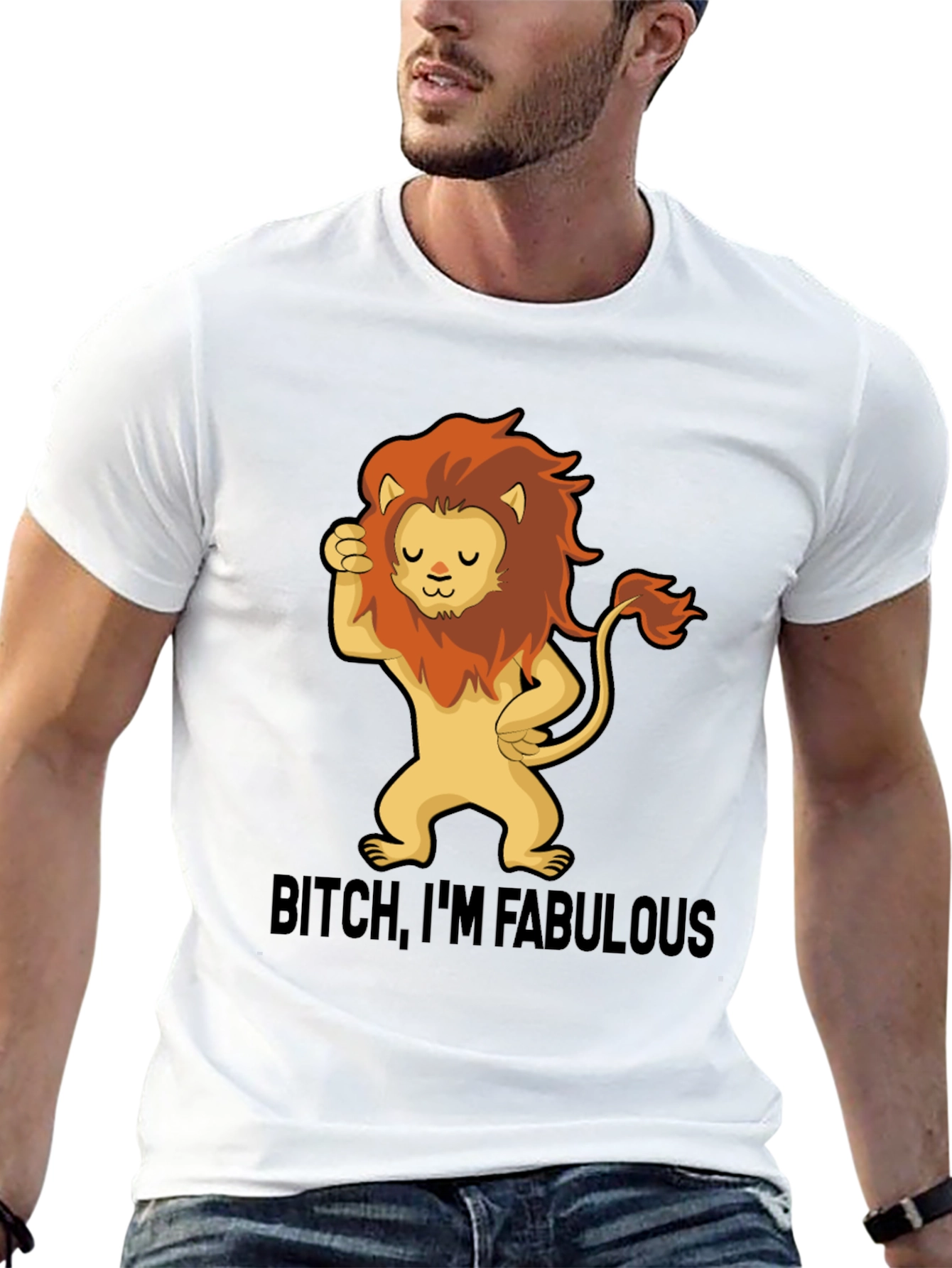 Black Fabulous Lion Graphic Tee - Stylish Black T-Shirt view 13