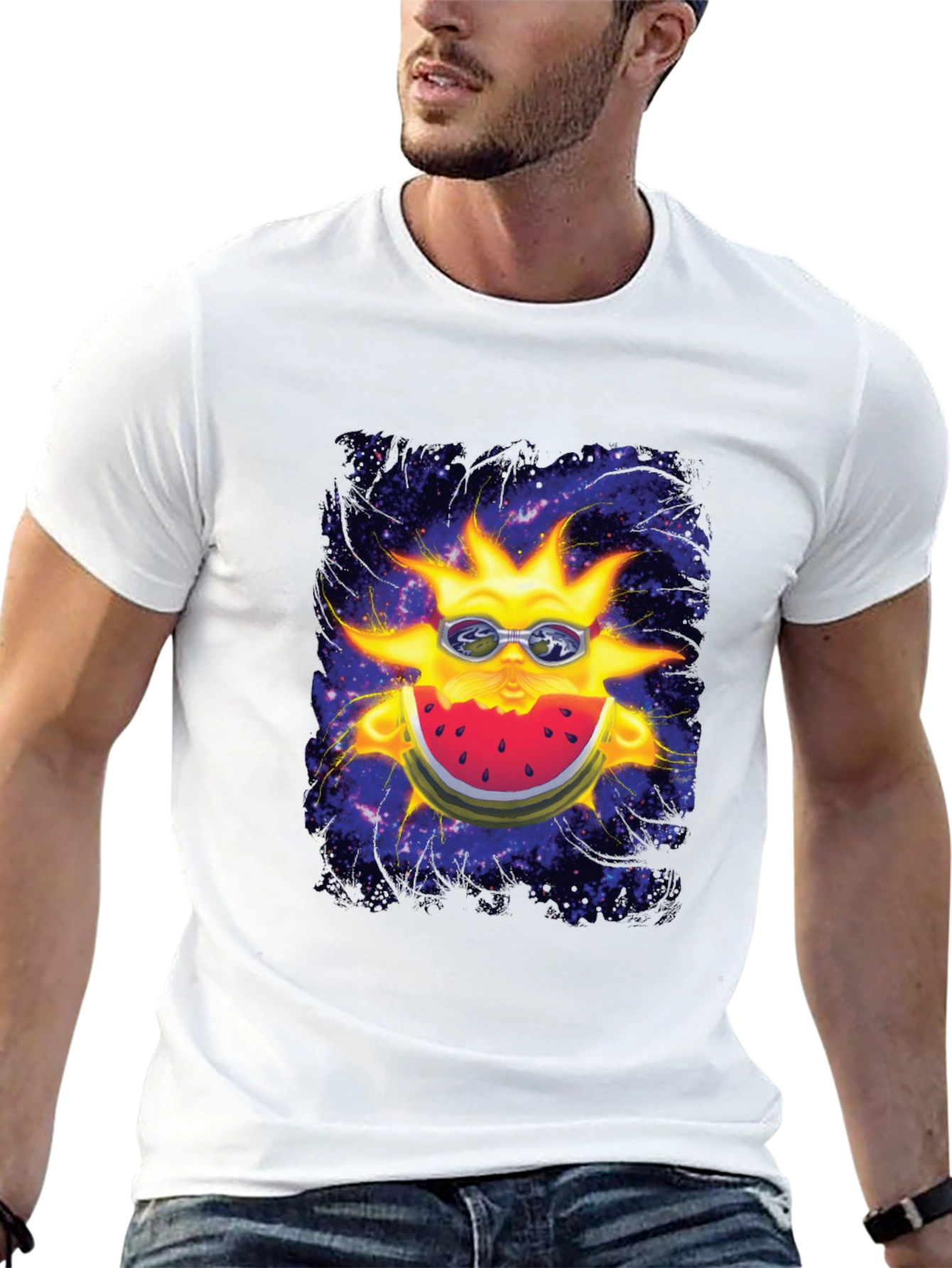 Black Cosmic Sun Watermelon Graphic Tee view 13