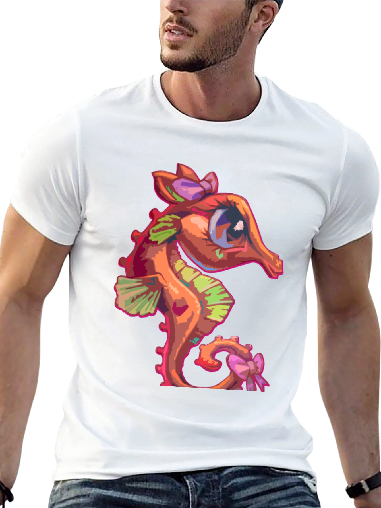 Black Seahorse Graphic Tee - Cute Cartoon Style view 13