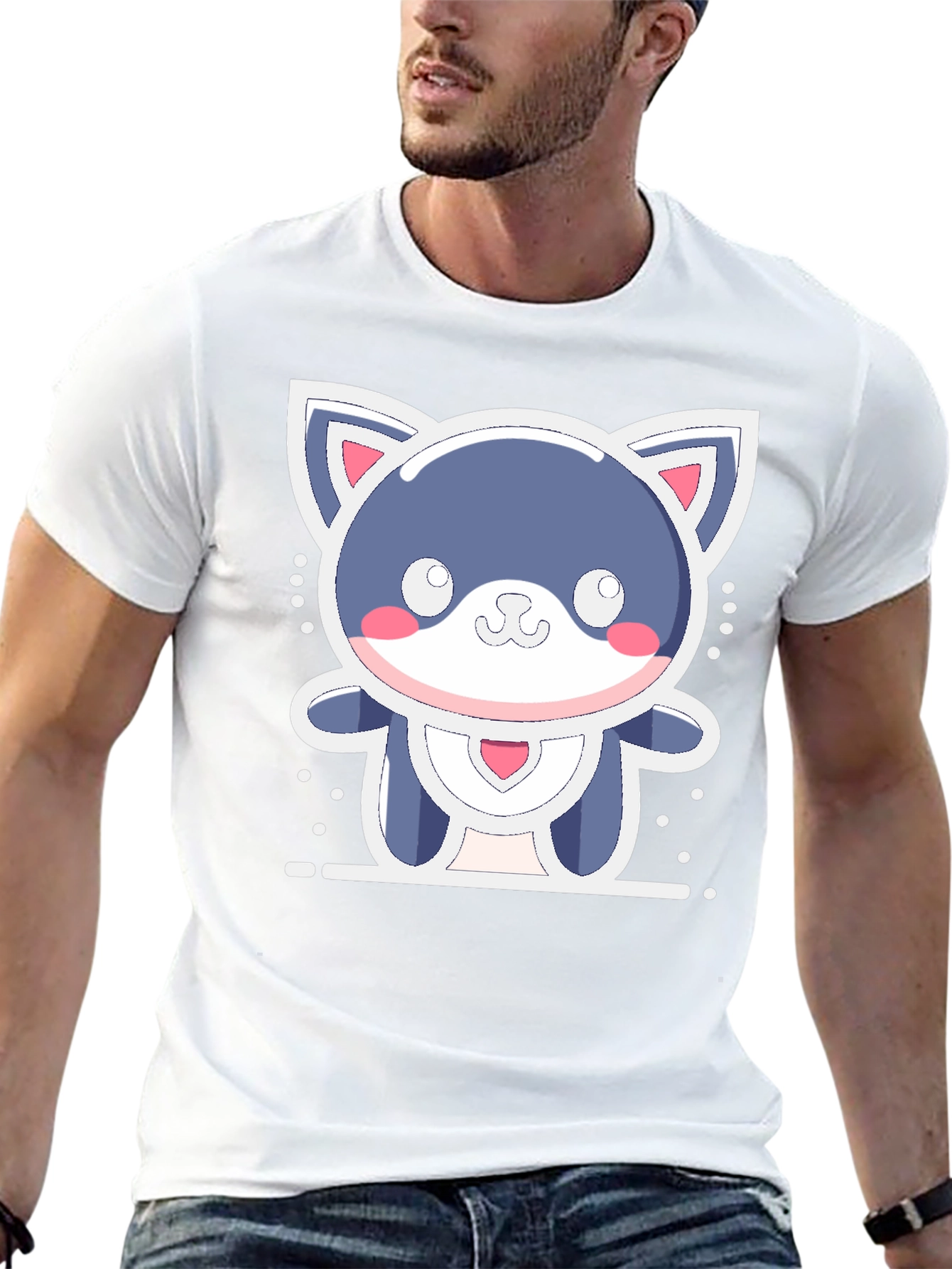 Black Cute Kawaii Cat T-Shirt - Soft & Stylish view 13