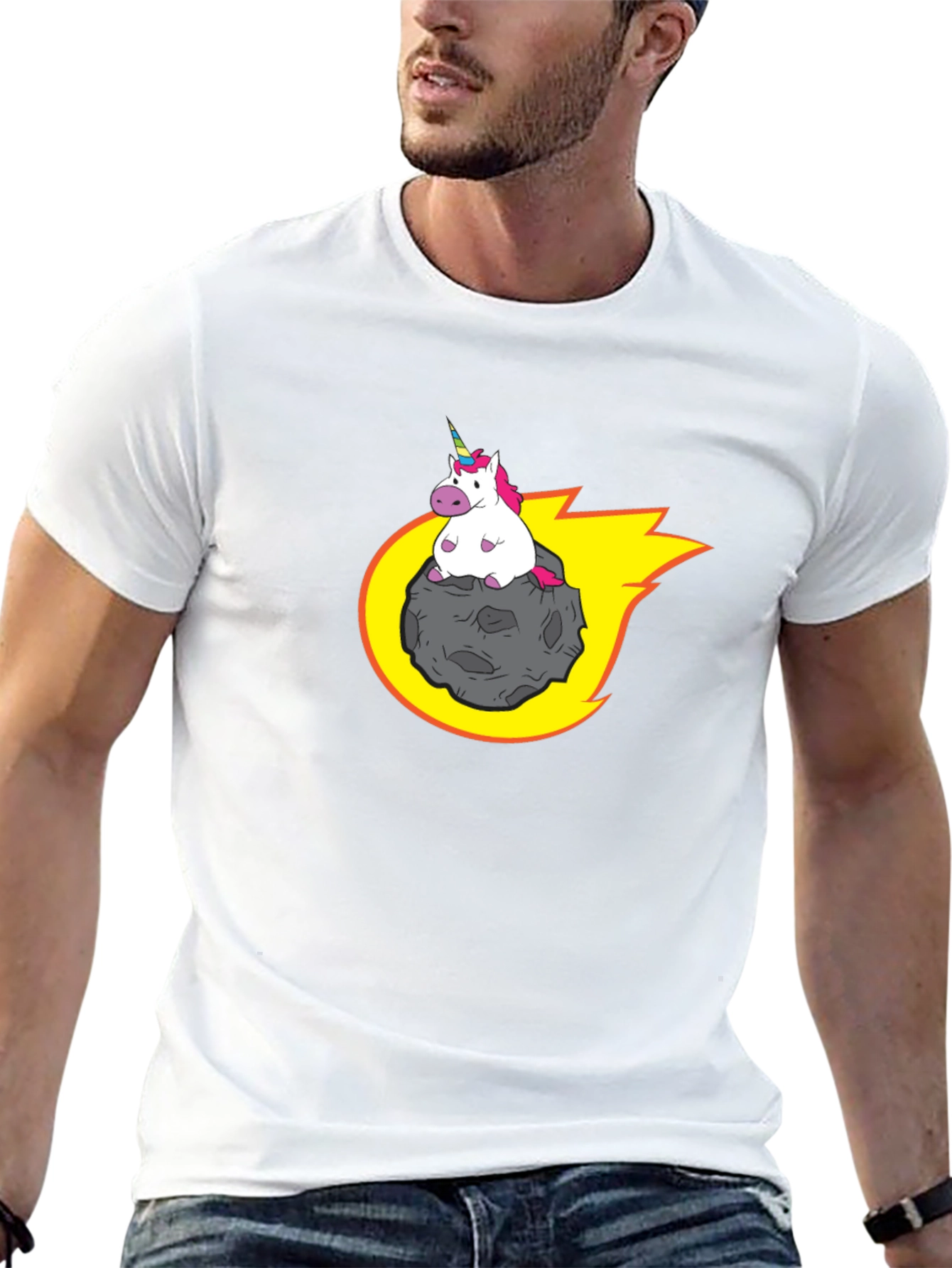 Black Unicorn Riding Meteor T-Shirt view 13