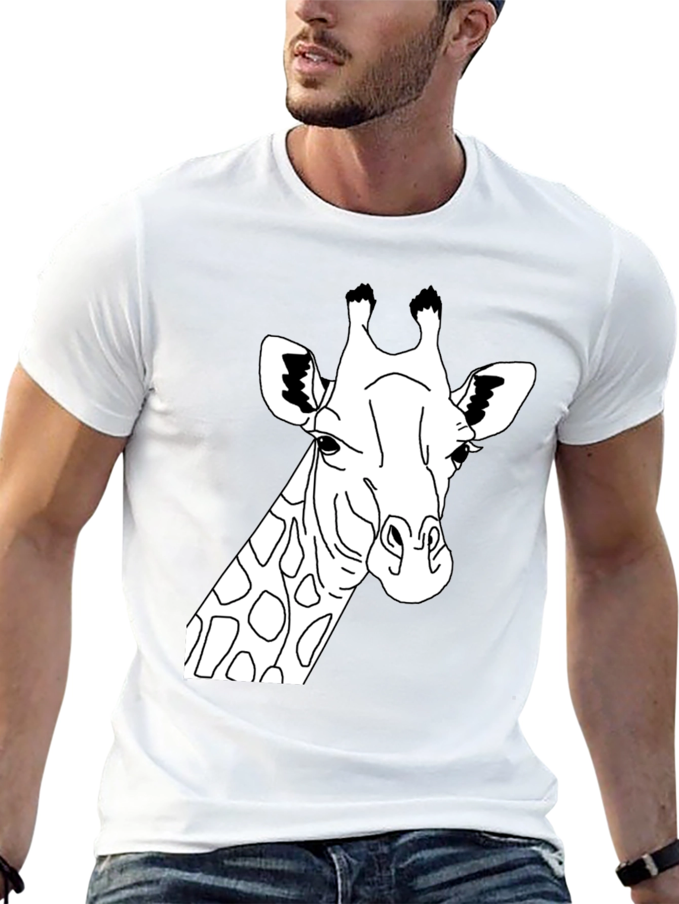 Black Giraffe Graphic Tee - Black Crew Neck T-Shirt view 13