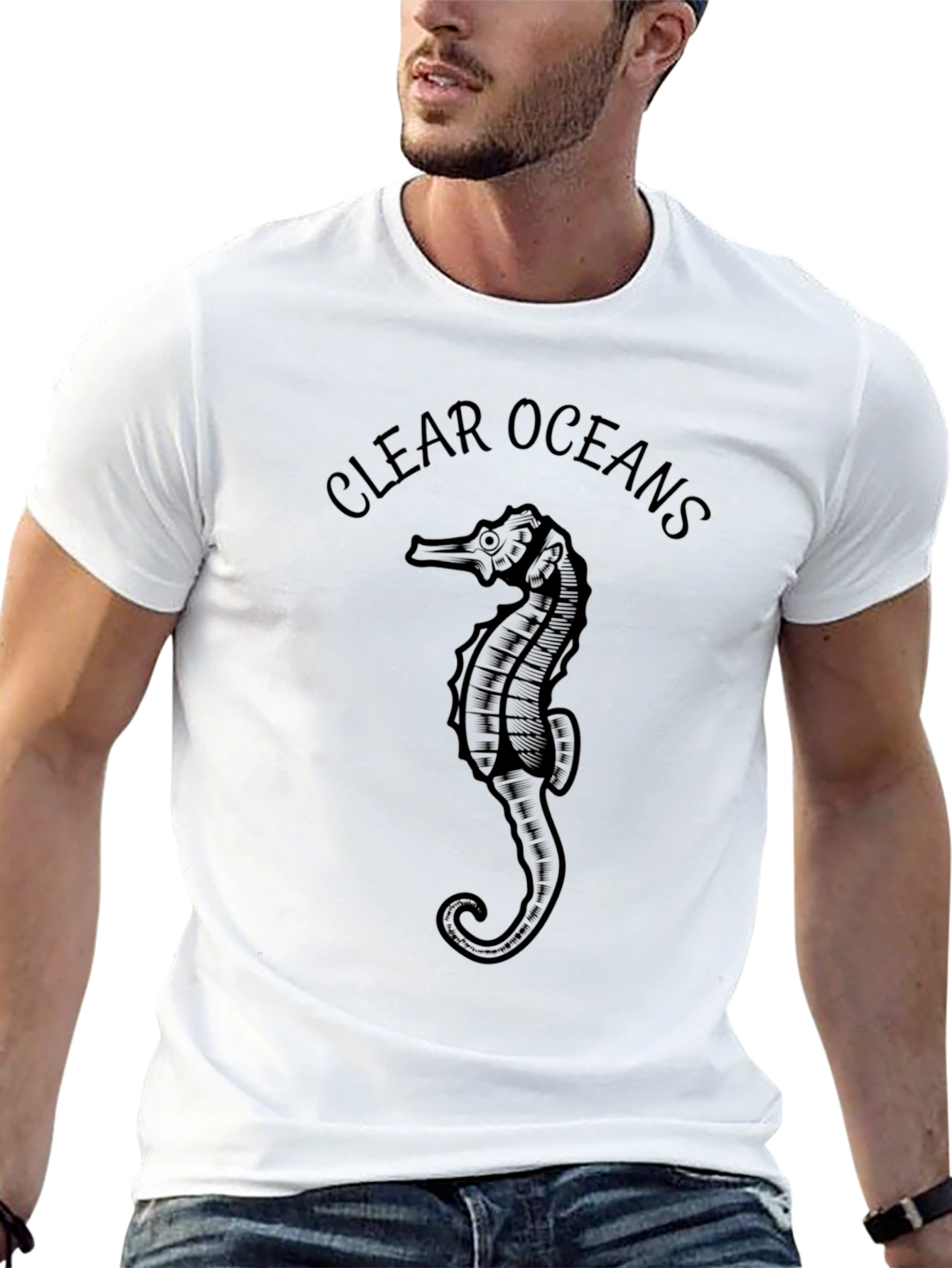 Black Clear Oceans Seahorse Graphic Tee - Black view 13