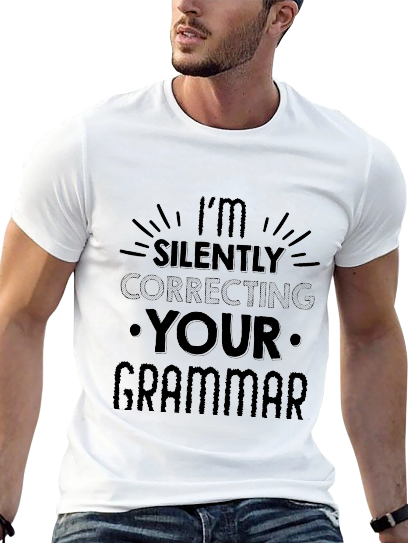 Black I'm Silently Correcting Your Grammar T-Shirt view 13