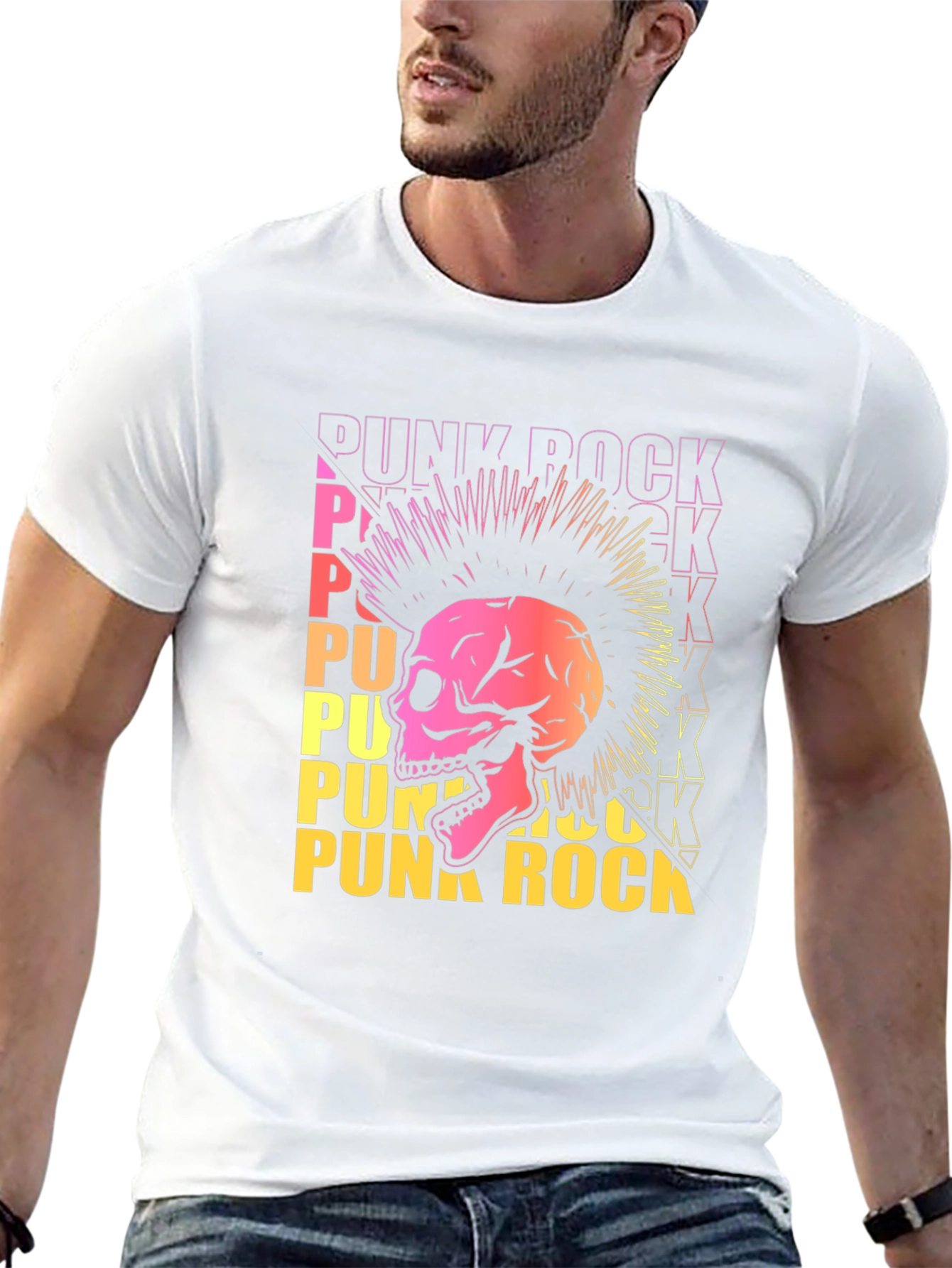 Black Punk Rock Skull Graphic Tee - Edgy Design view 13