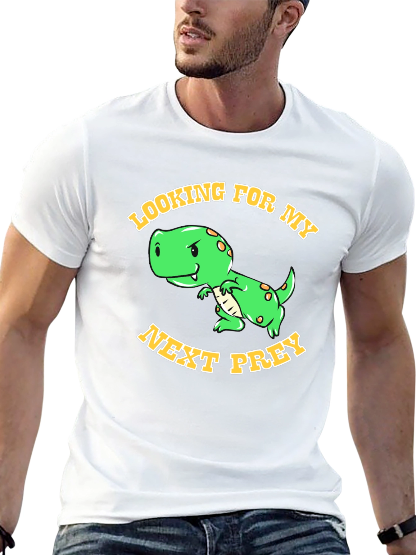 Black Dinosaur "Looking for My Next Prey" Graphic T-Shirt view 13