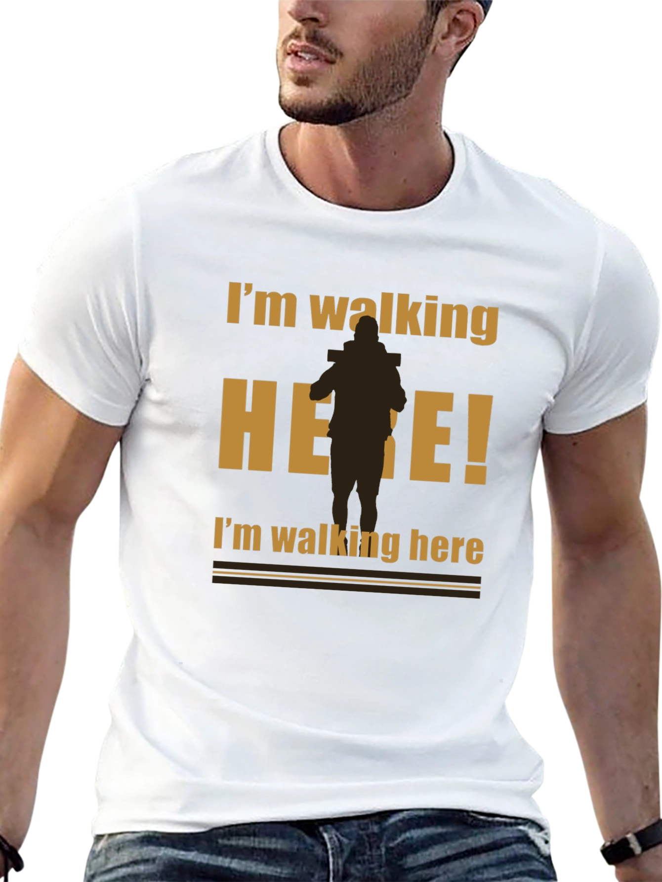 Black I'm Walking Here Funny Graphic T-Shirt view 13