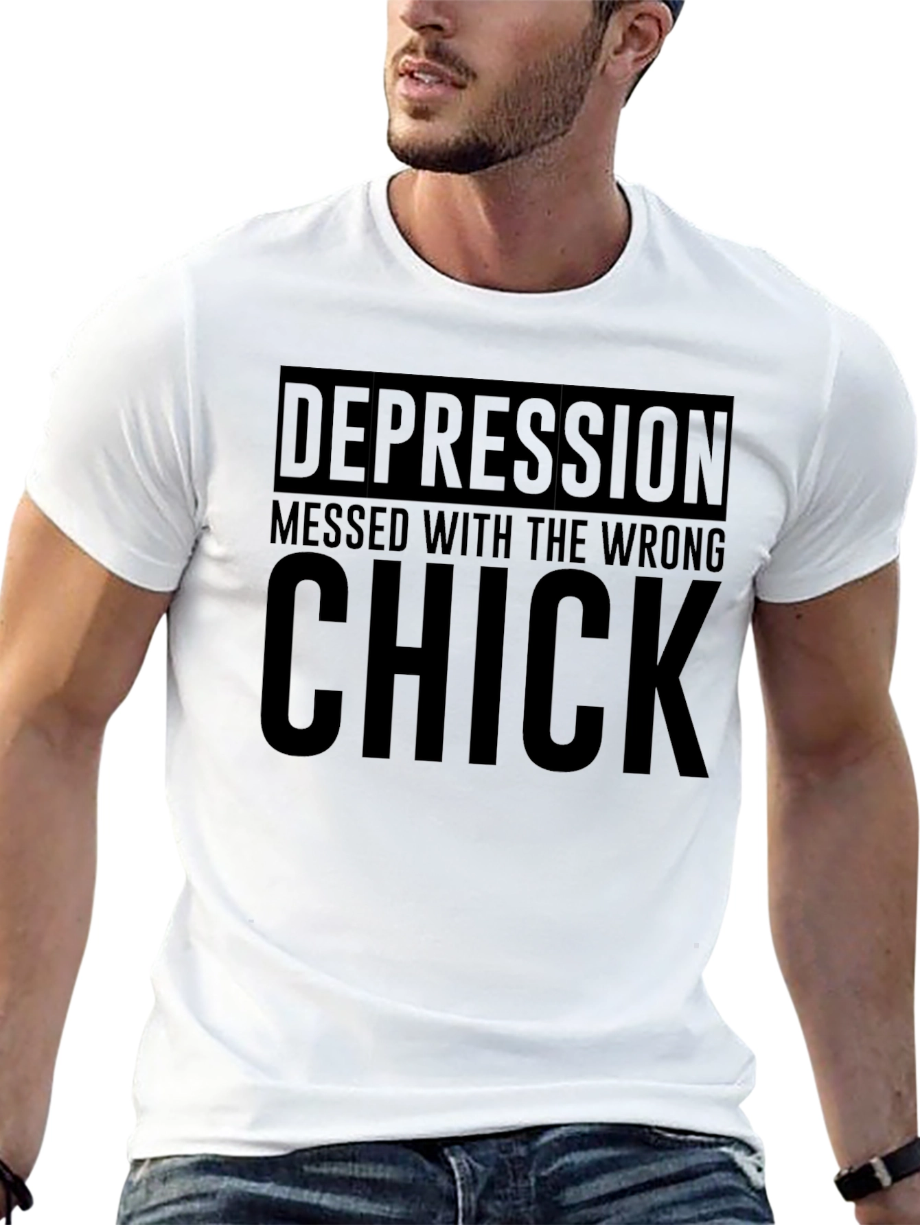 Black Depression Messed With The Wrong Chick Black T-Shirt view 13
