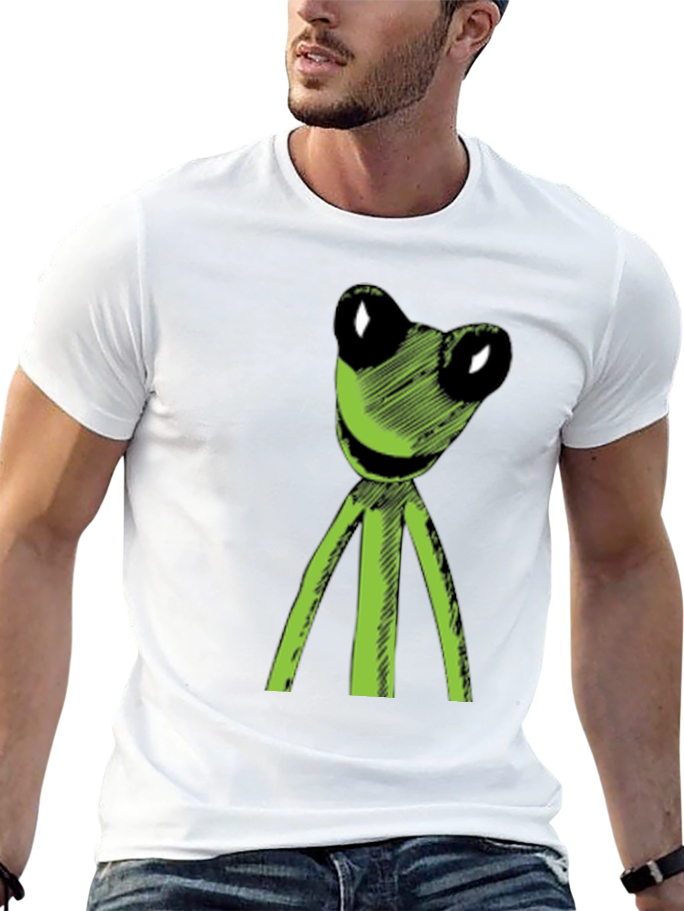 Black Kermit Style Frog Graphic Tee - Soft Black Cotton T-Shirt view 13