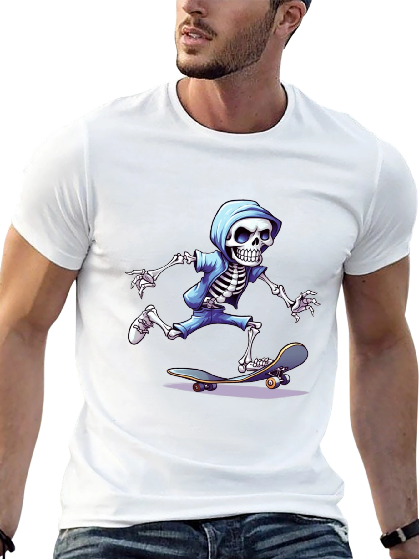 Black Skateboarding Skeleton Graphic Tee view 13