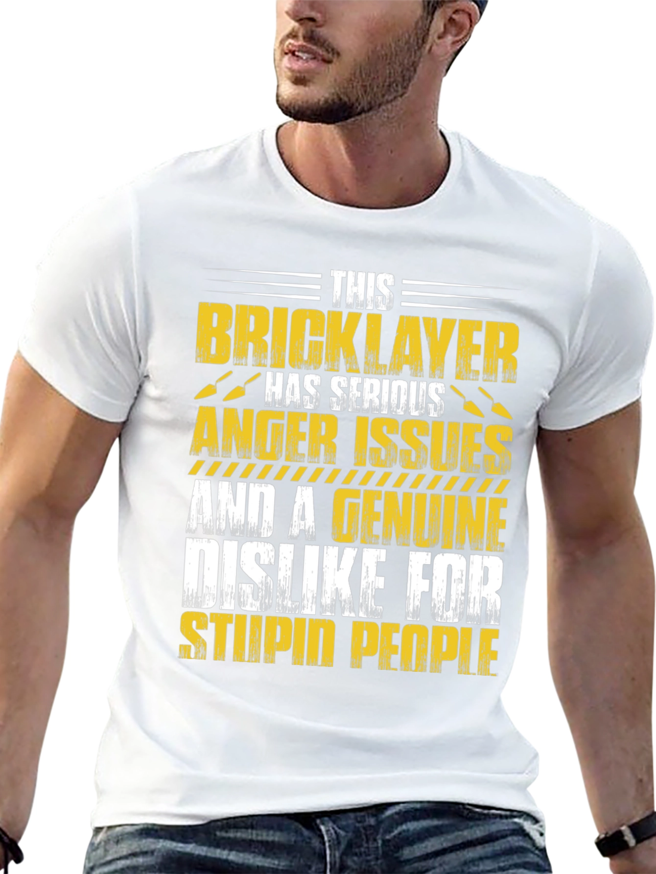Black Bricklayer Graphic T-Shirt: Serious Anger Issues, Funny Tee view 13