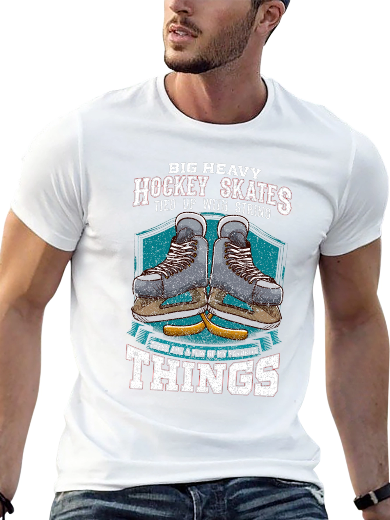 Black Big Heavy Hockey Skates T-Shirt view 13