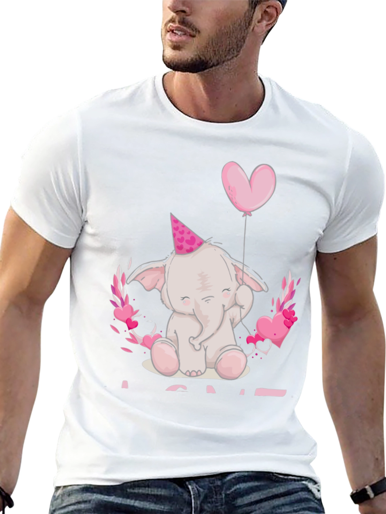 Black Cute Elephant Heart Balloon Graphic Tee view 13