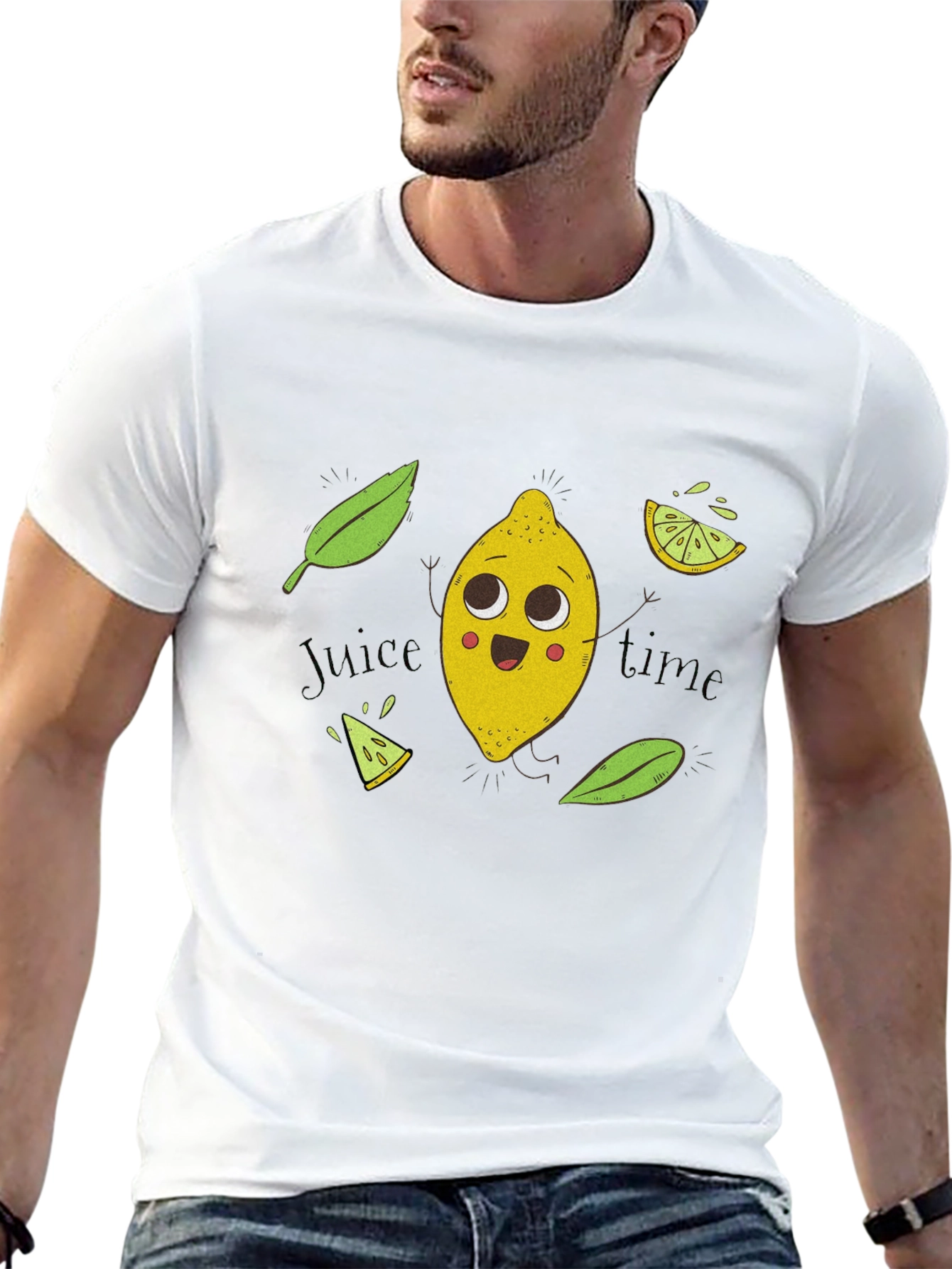Black Cute Lemon Cartoon Black T-Shirt - Juice Time! view 13