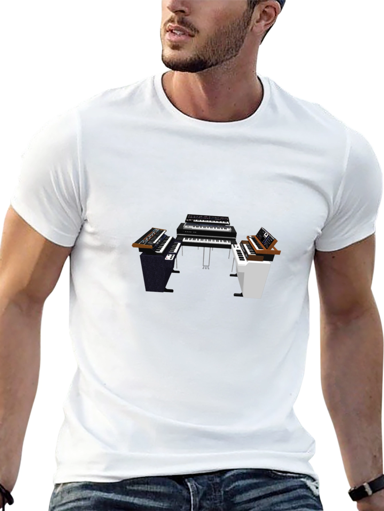 Black Synthesizer Keyboard T-Shirt - Musician Apparel view 13