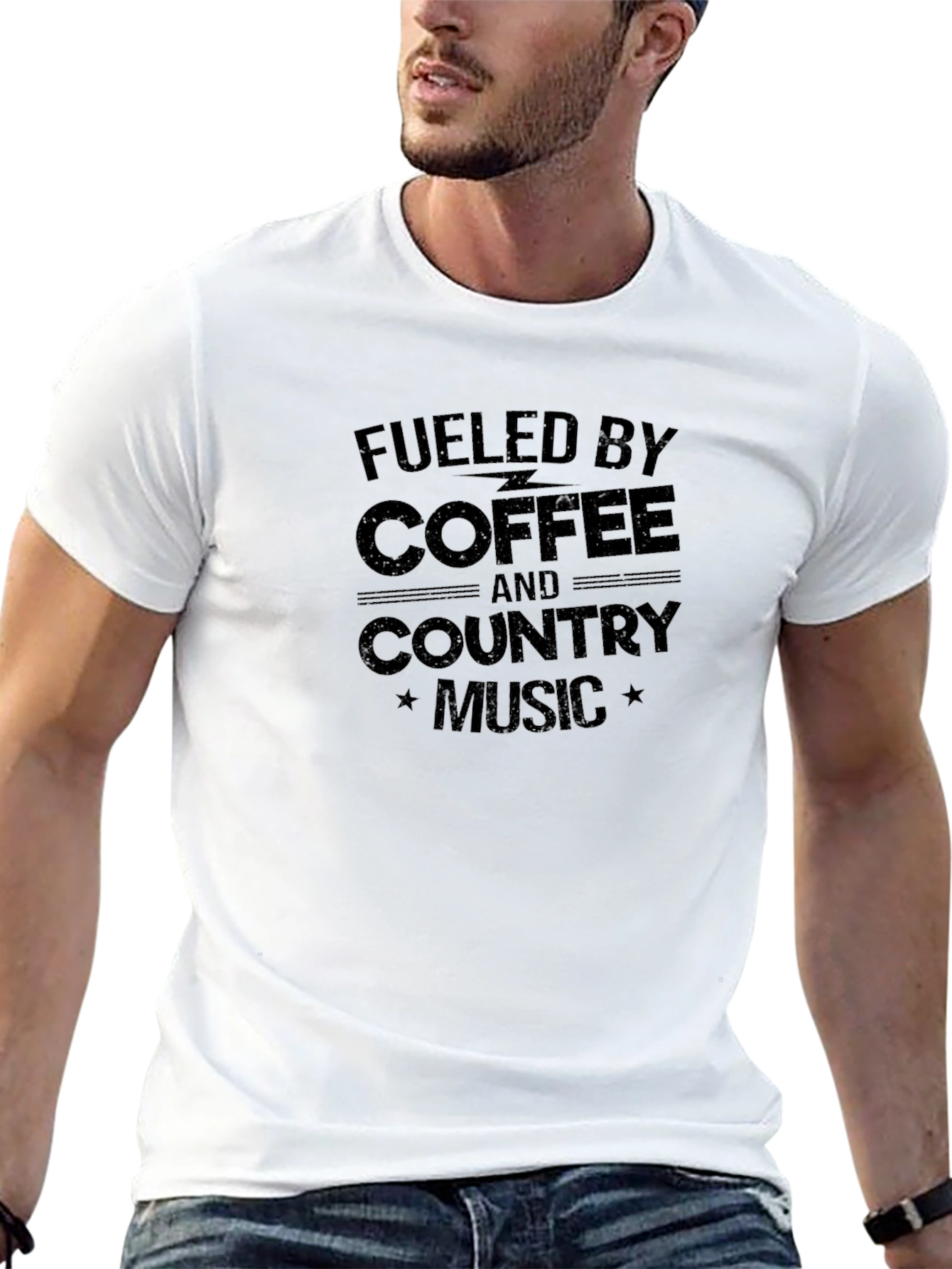 Black Fueled By Coffee & Country Music Graphic T-Shirt view 13