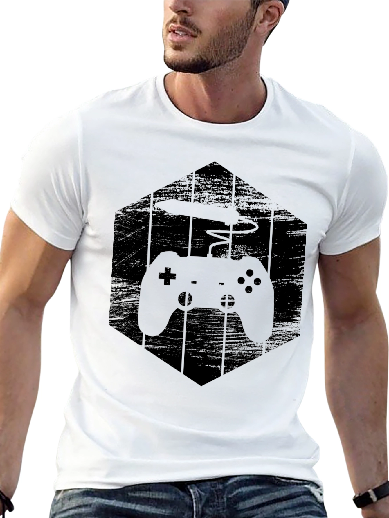 Black Gamer Hex T-Shirt - Black Gaming Controller Tee view 13