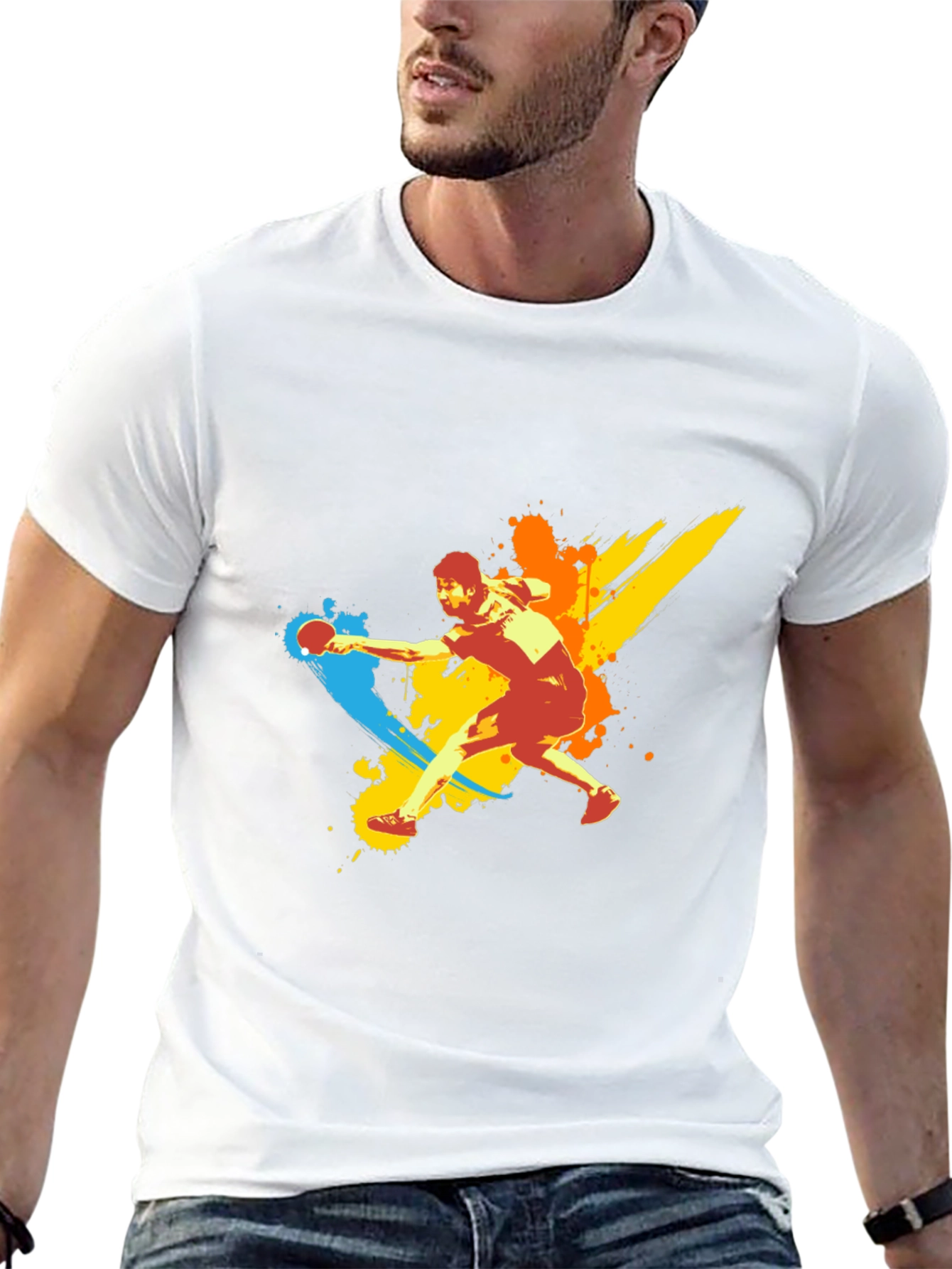 Black Table Tennis Player Graphic T-Shirt view 13