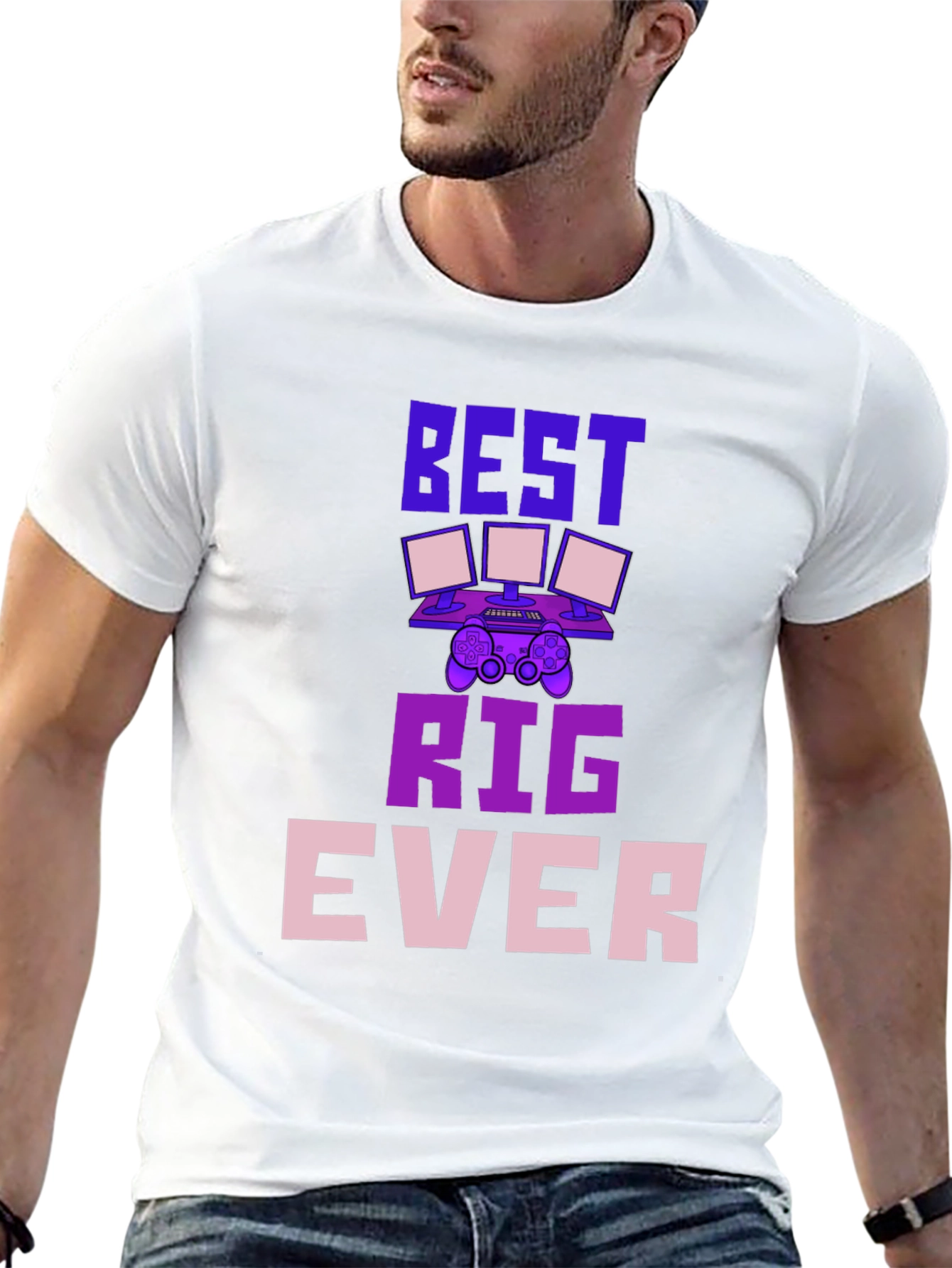 Black Best Rig Ever Gaming T-Shirt view 13