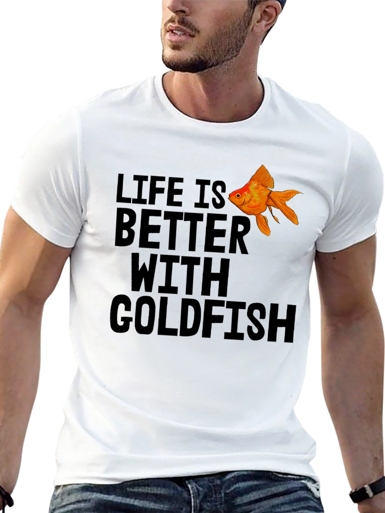 Black Life is Better With Goldfish Black T-Shirt view 13