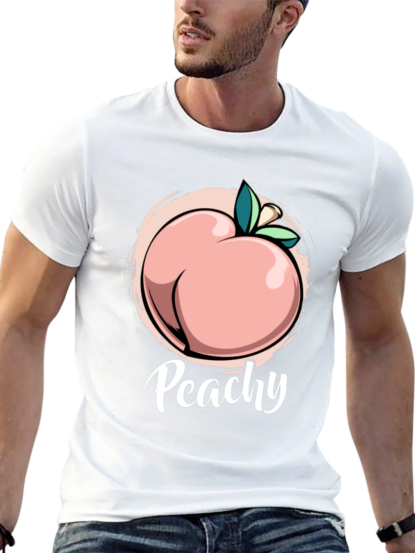 Black Peachy T-Shirt - Funny Fruit Pun Tee view 13