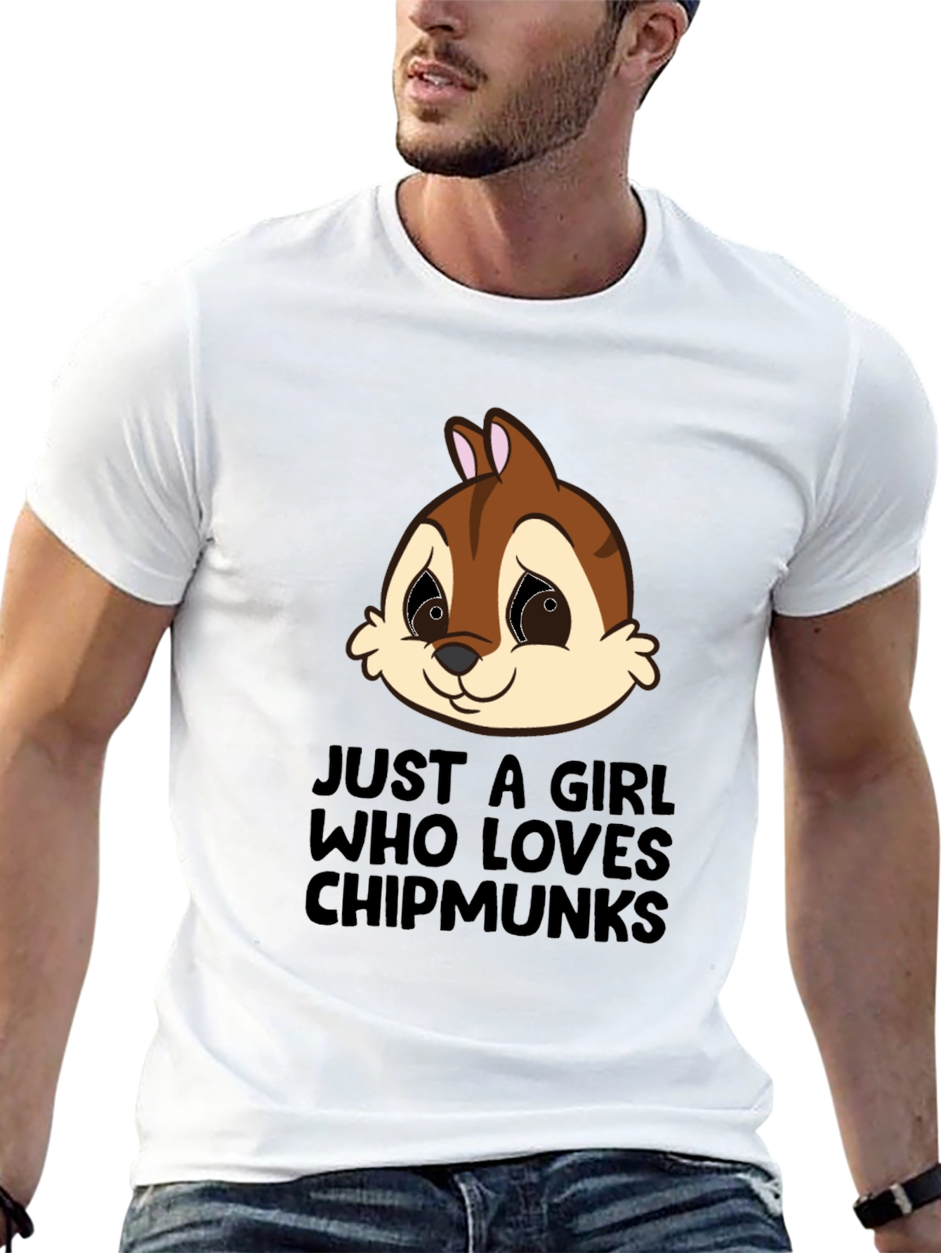 Black Chipmunk Lover T-Shirt - Cute Cartoon Graphic Tee view 13