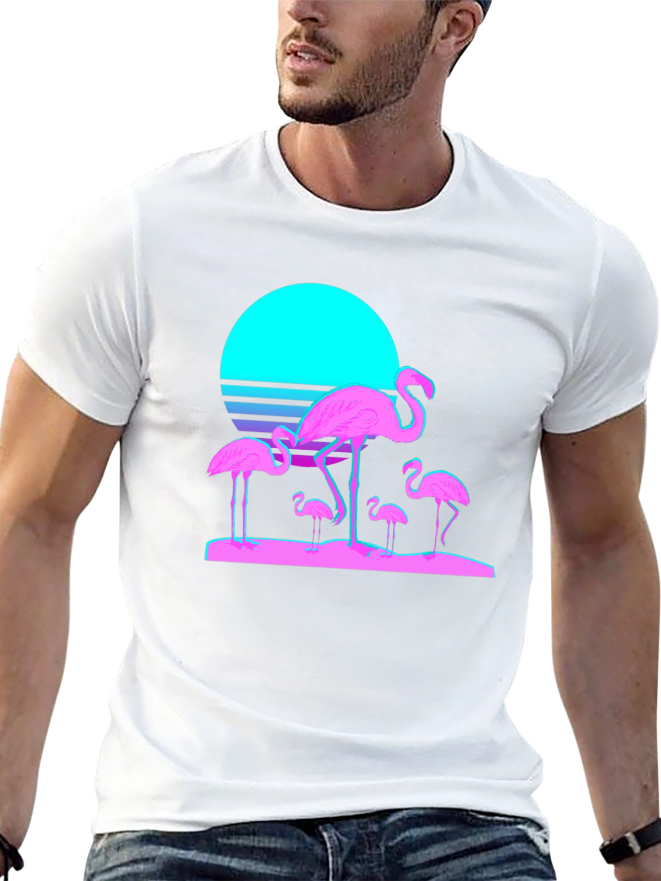 Black Retro Flamingo T-Shirt - Black Cotton Blend view 13