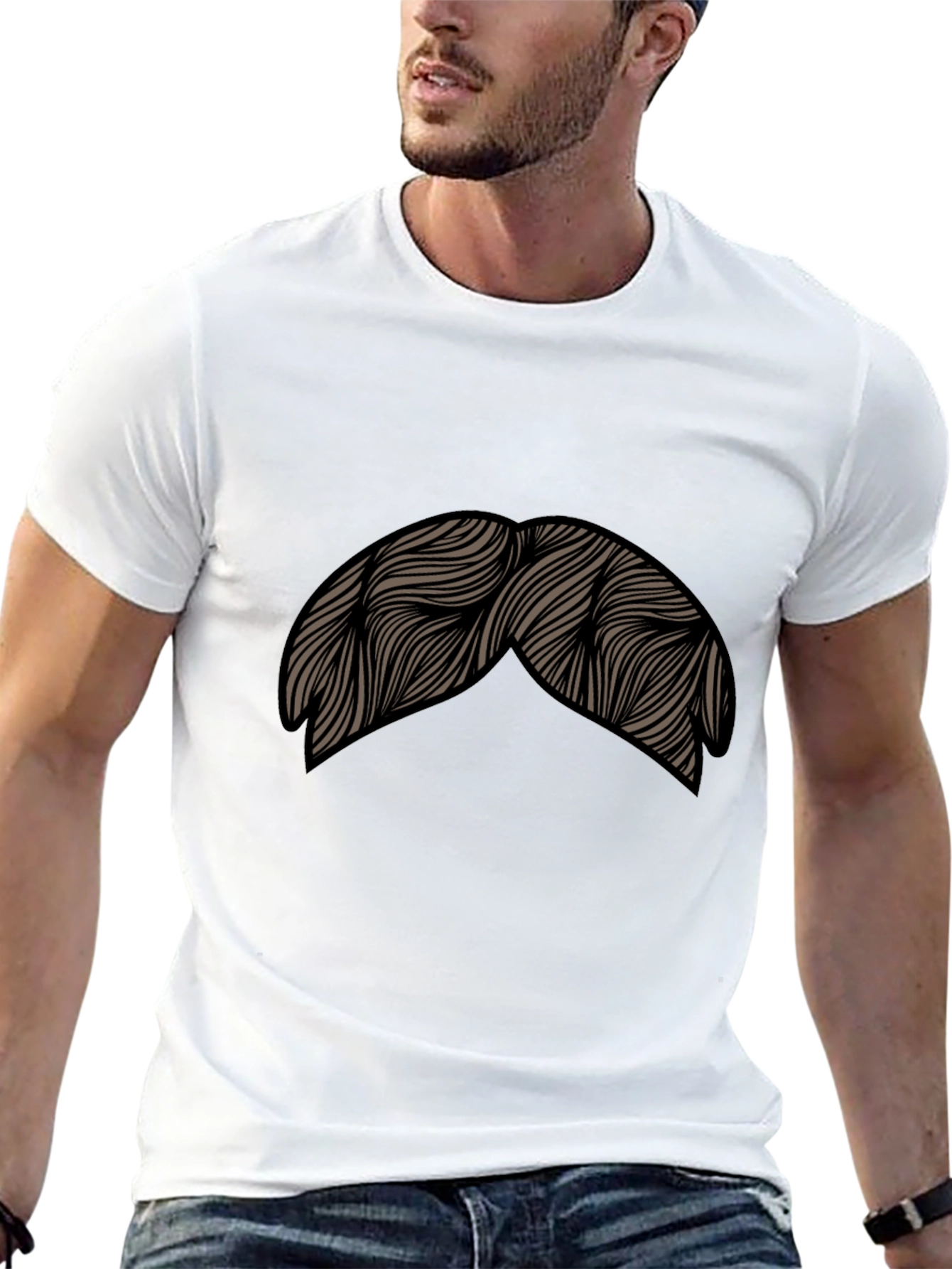 Black Novelty Mustache Graphic T-Shirt view 13