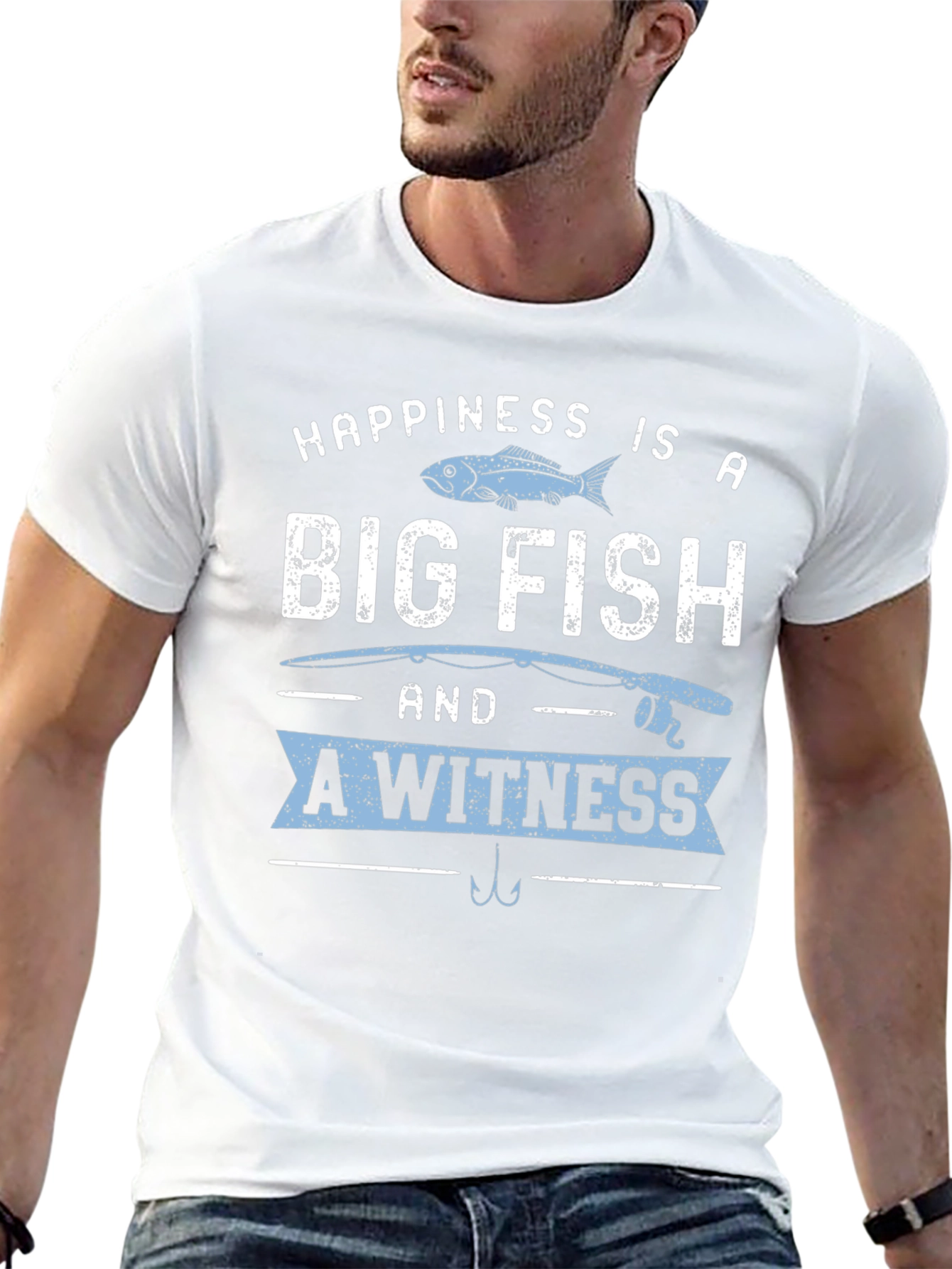 Black Happiness is a Big Fish T-Shirt - Fishing Lover Tee view 13