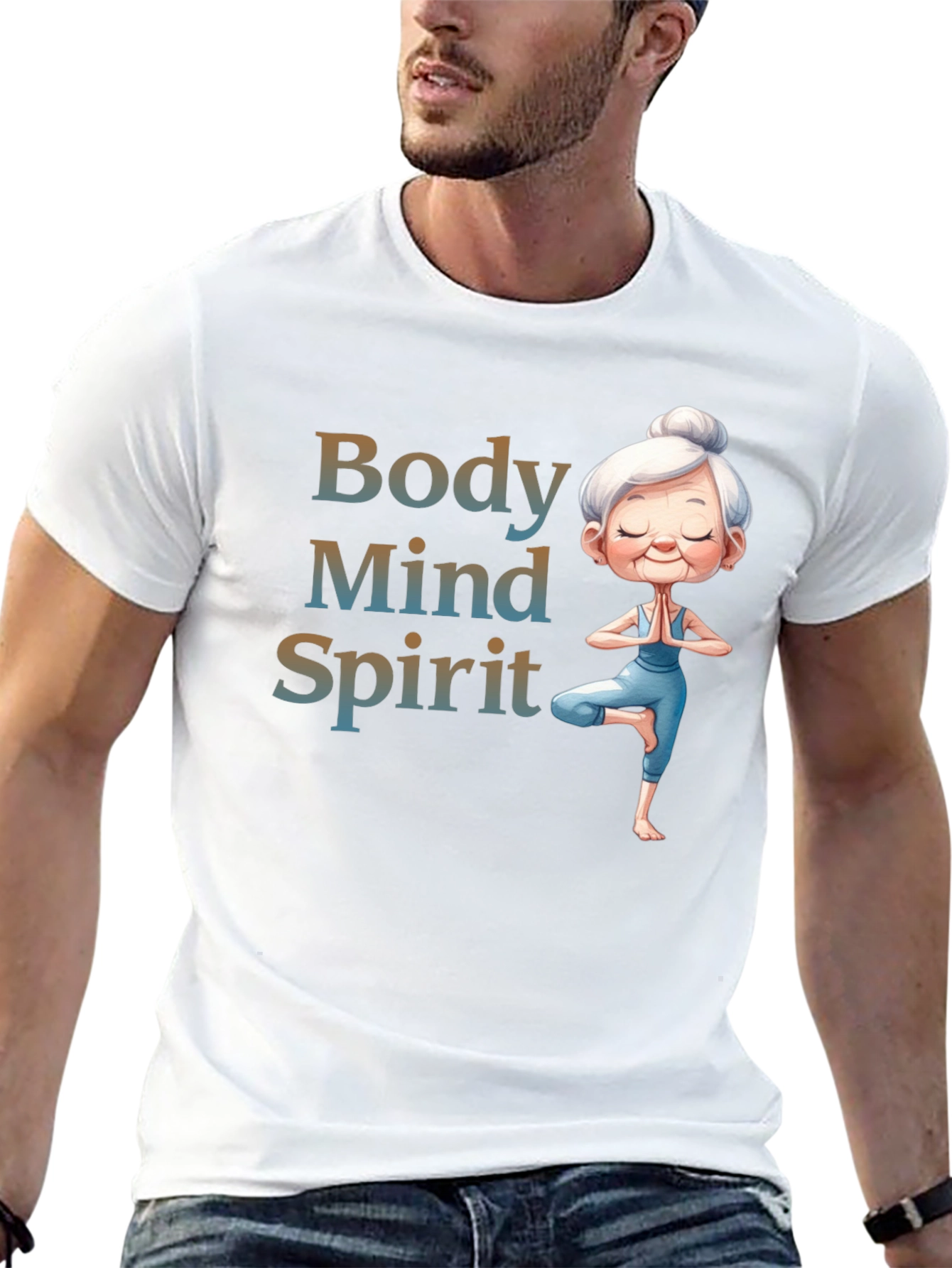 Black Body Mind Spirit Yoga T-Shirt - Zen Granny Tee view 13