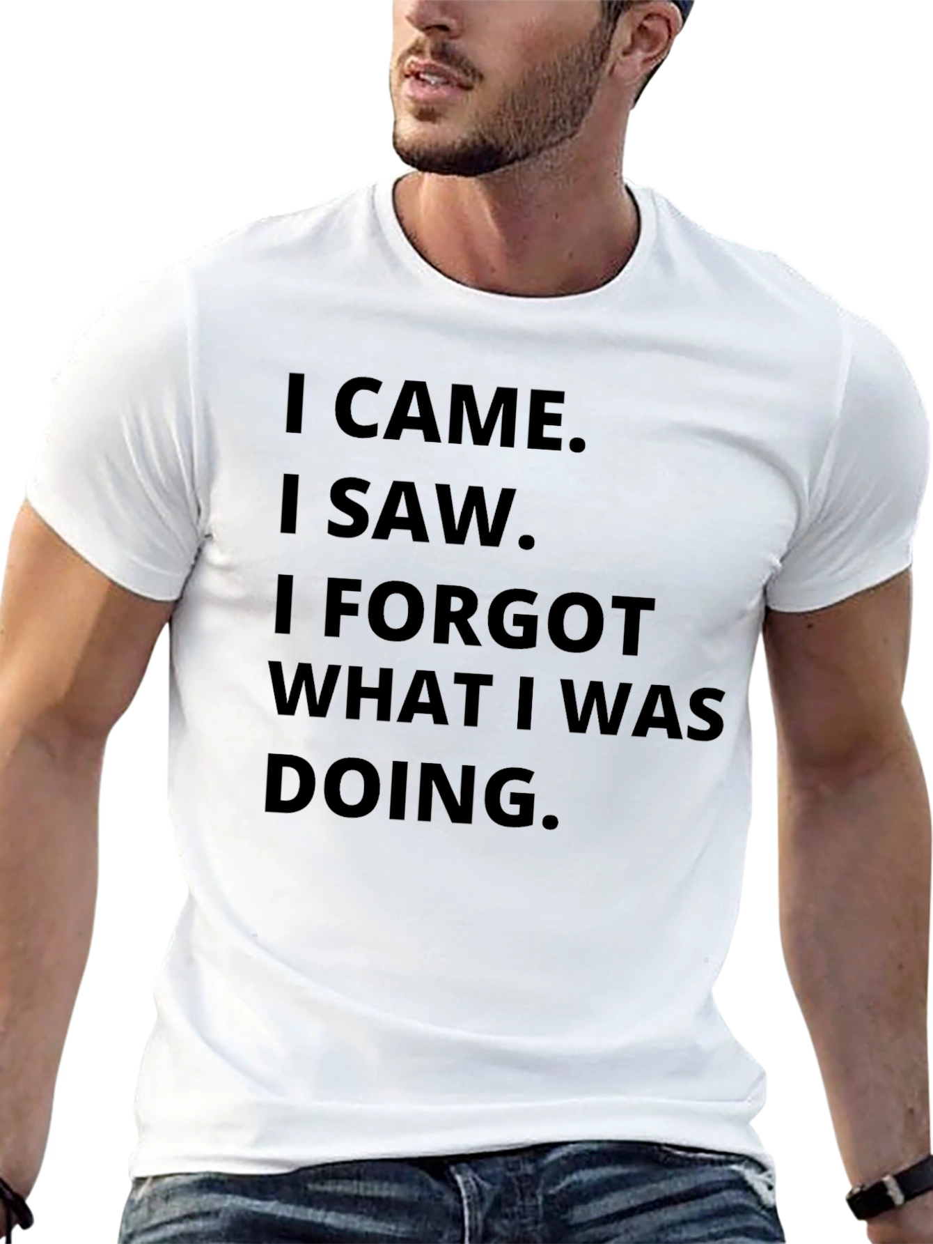 Black Funny Men's Black T-Shirt - I Came I Saw I Forgot Slogan view 13