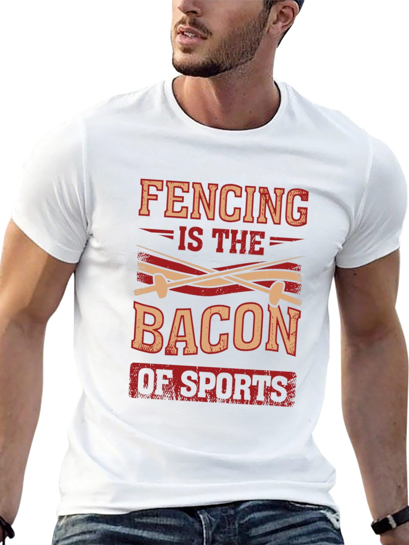 Black Fencing is the Bacon of Sports Black T-Shirt view 13