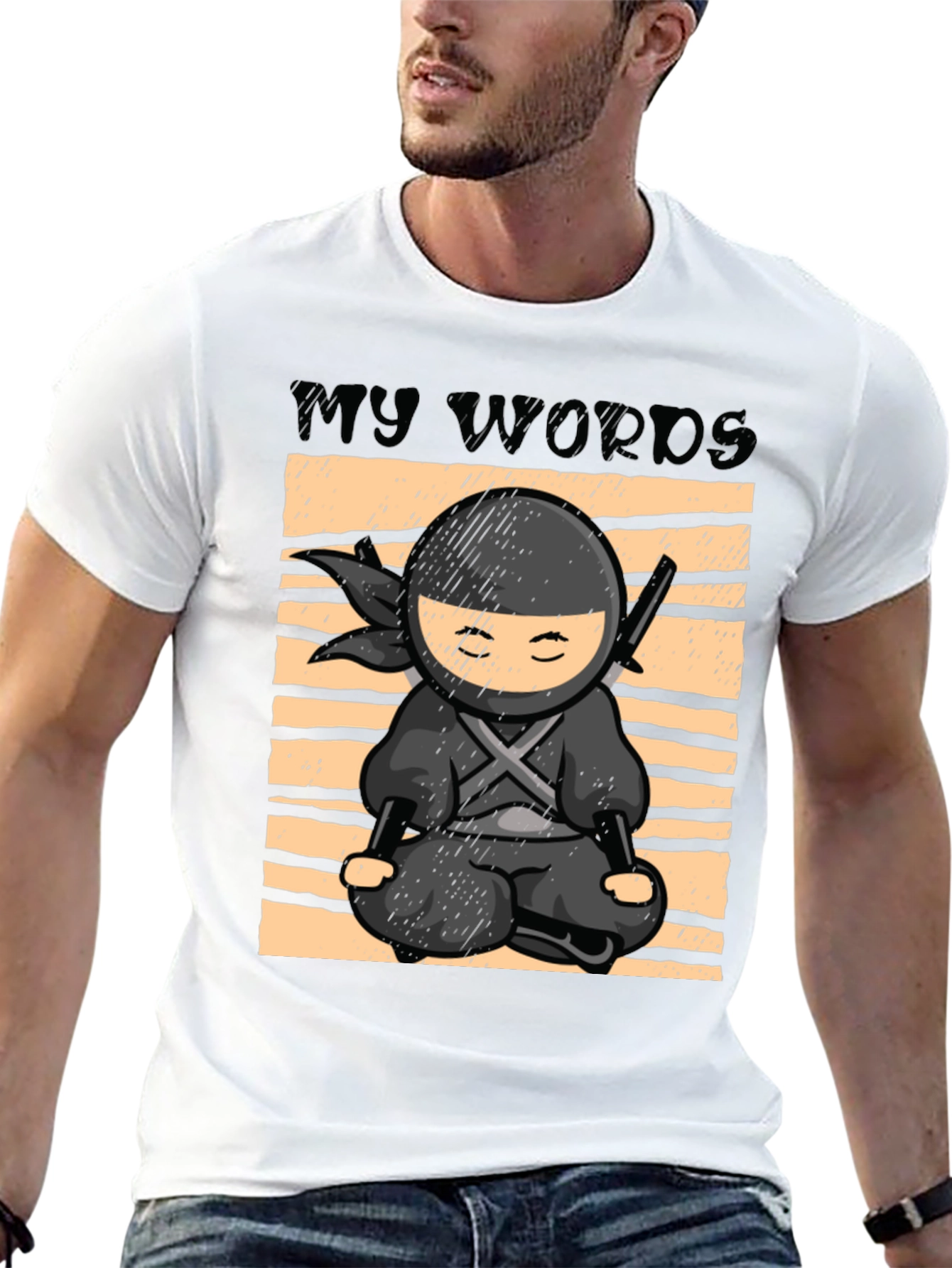 Black Zen Ninja T-Shirt - My Words Matter Meditation Tee view 13