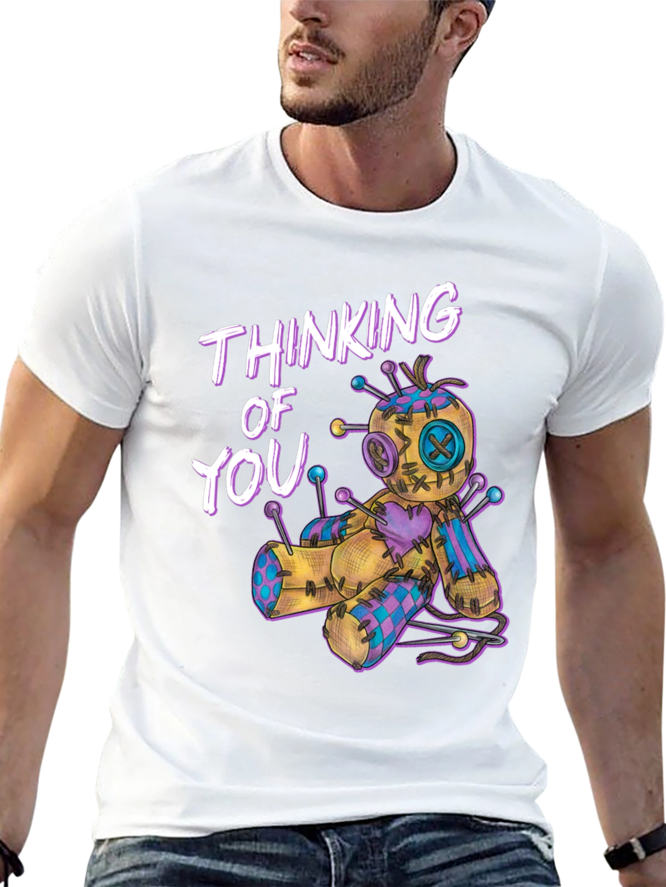 Black Thinking of You Voodoo Doll T-Shirt view 13