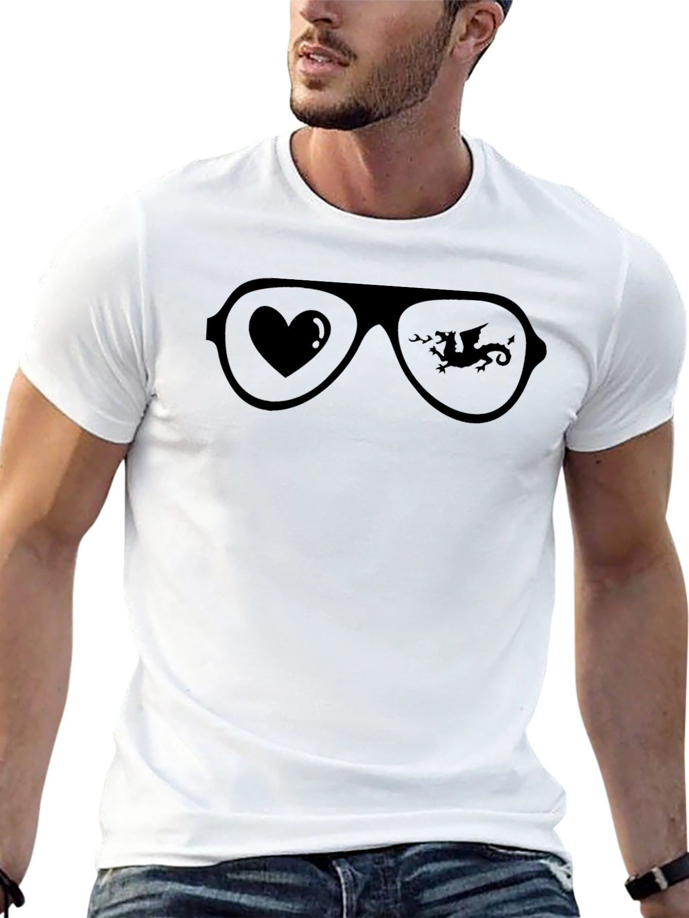 Black Cool Aviator Sunglasses Graphic T-Shirt view 13