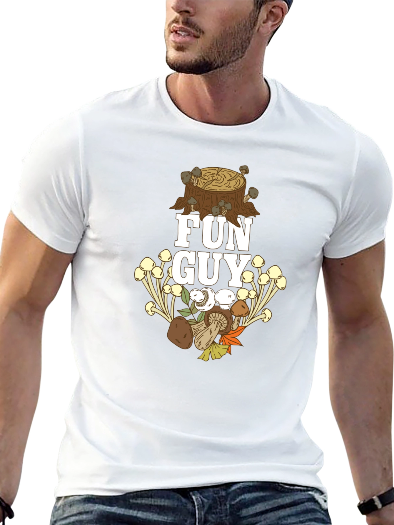 Black Fun Guy T-Shirt - Mushroom Lover Apparel view 13