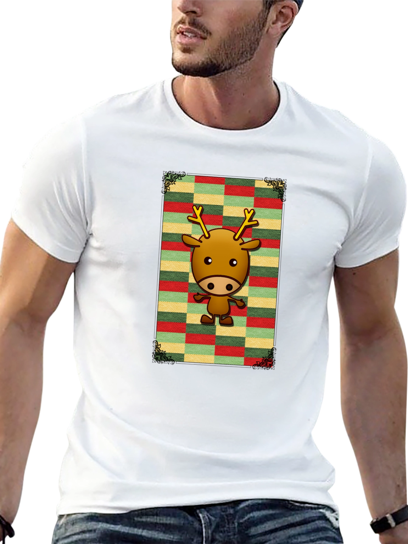Black Festive Reindeer Graphic Tee - Holiday Style view 13