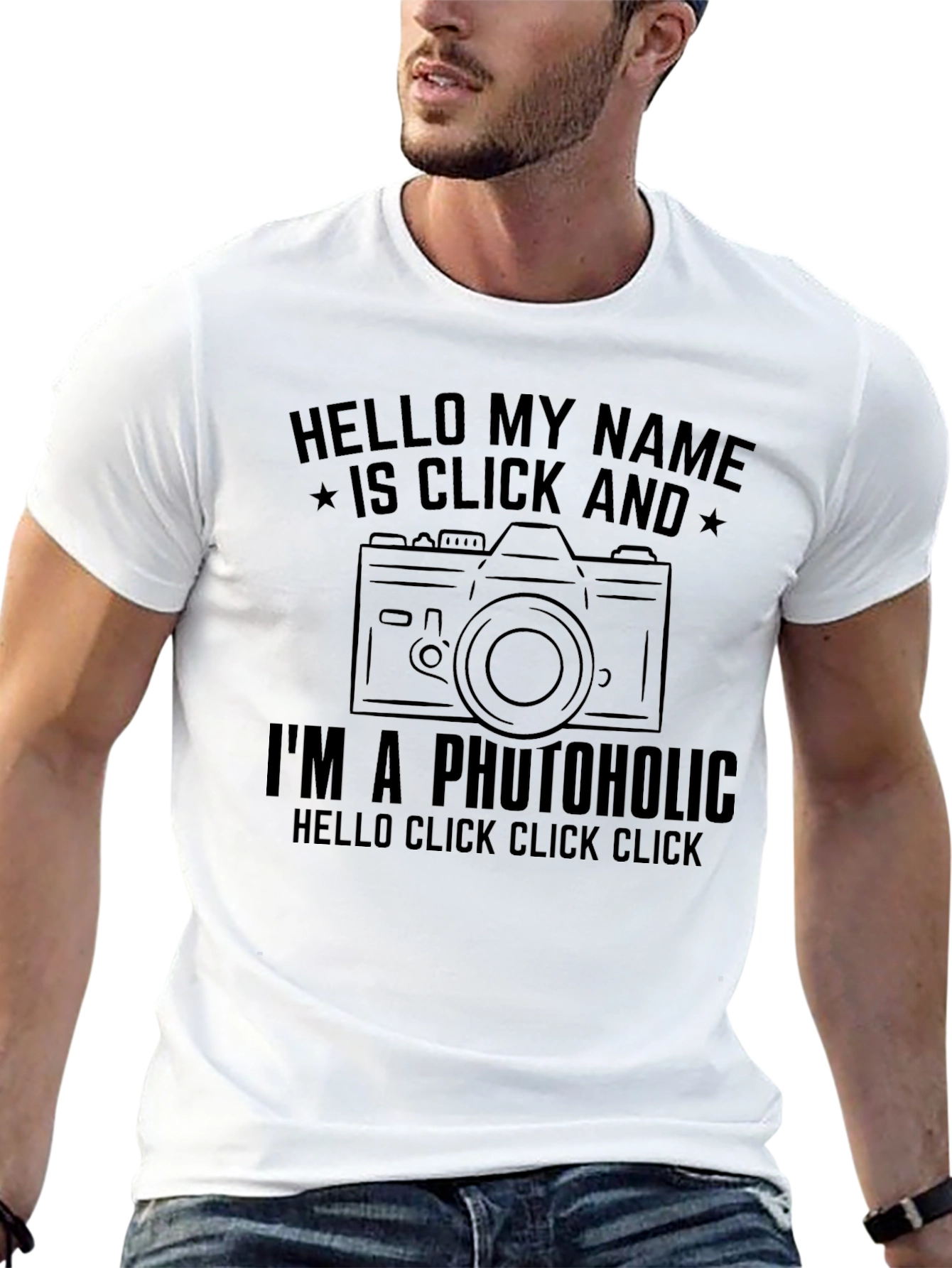 Black Photoholic Camera Graphic Tee - Black Cotton T-Shirt view 13
